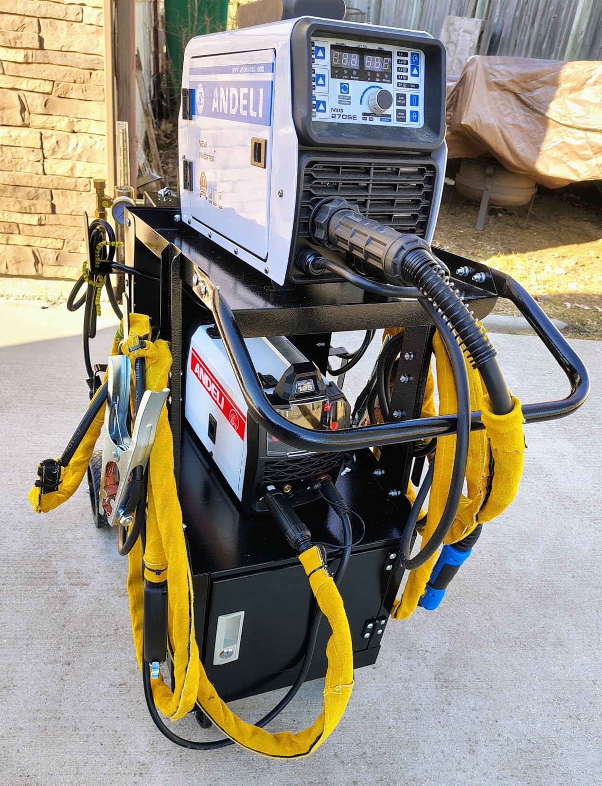 Heavy Duty Welding Cart for MIG Welder & Plasma Cutter, 3 Tier Welding Cart with Large Capacity Lockable Cabinet, 360° Swivel Wheels, Cable Hook, Static Load Capacity 220 LBS customer photo 1