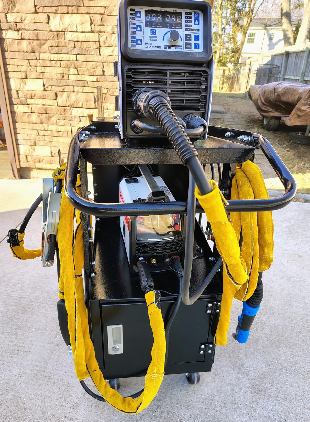 Heavy Duty Welding Cart for MIG Welder & Plasma Cutter, 3 Tier Welding Cart with Large Capacity Lockable Cabinet, 360° Swivel Wheels, Cable Hook, Static Load Capacity 220 LBS customer photo 2