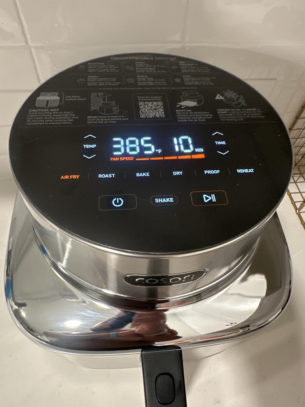 Cosori Iconic Stainless Steel 6.5 Qt Smart Air Fryer, PFAS-Free Ceramic Coating, Max 450°F, Consistent Cooking, Air Fry, Roast, Bake, Dry, Proof, Reheat, Dishwasher-Safe Basket, Chef-Crafted Recipes customer photo 2