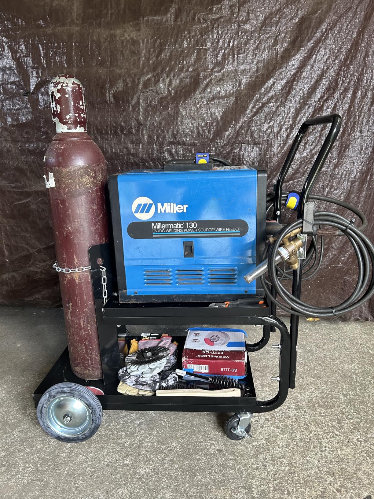 Welding Cart, MIG TIG ARC Welder Cart w/Upgraded Handle, Galvanized Casters, 330lbs Capacity Portable Welding Tank cart, Plasma Cutting Machine, Larger Running Gear with Cylinder Rack customer photo 2