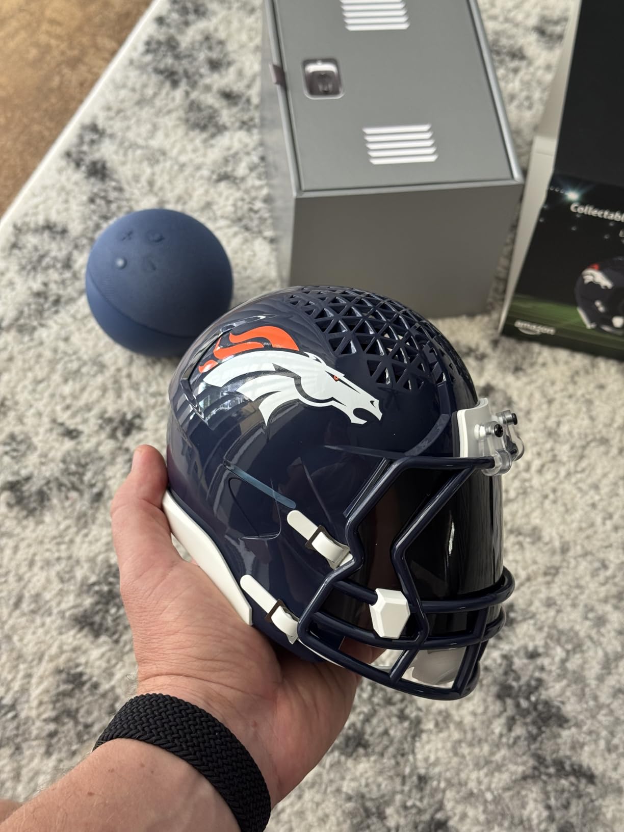 NFL Echo Dot Bundle: Echo Dot Deep Sea Blue and Limited-Edition NFL Helmet Stand, Seattle Seahawks customer photo 1