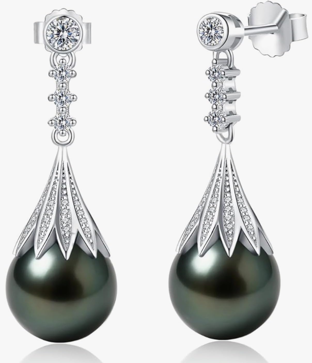 Genuine Tahitian Black Pearl Necklace for Women, 9-13mm AAAA Seawater Pearl - Sterling Silver Moissanite Pendant, Wedding Anniversary, Birthday, Christmas Gift for Wife, Mom, Girlfriend, Fine Jewelry customer photo 1