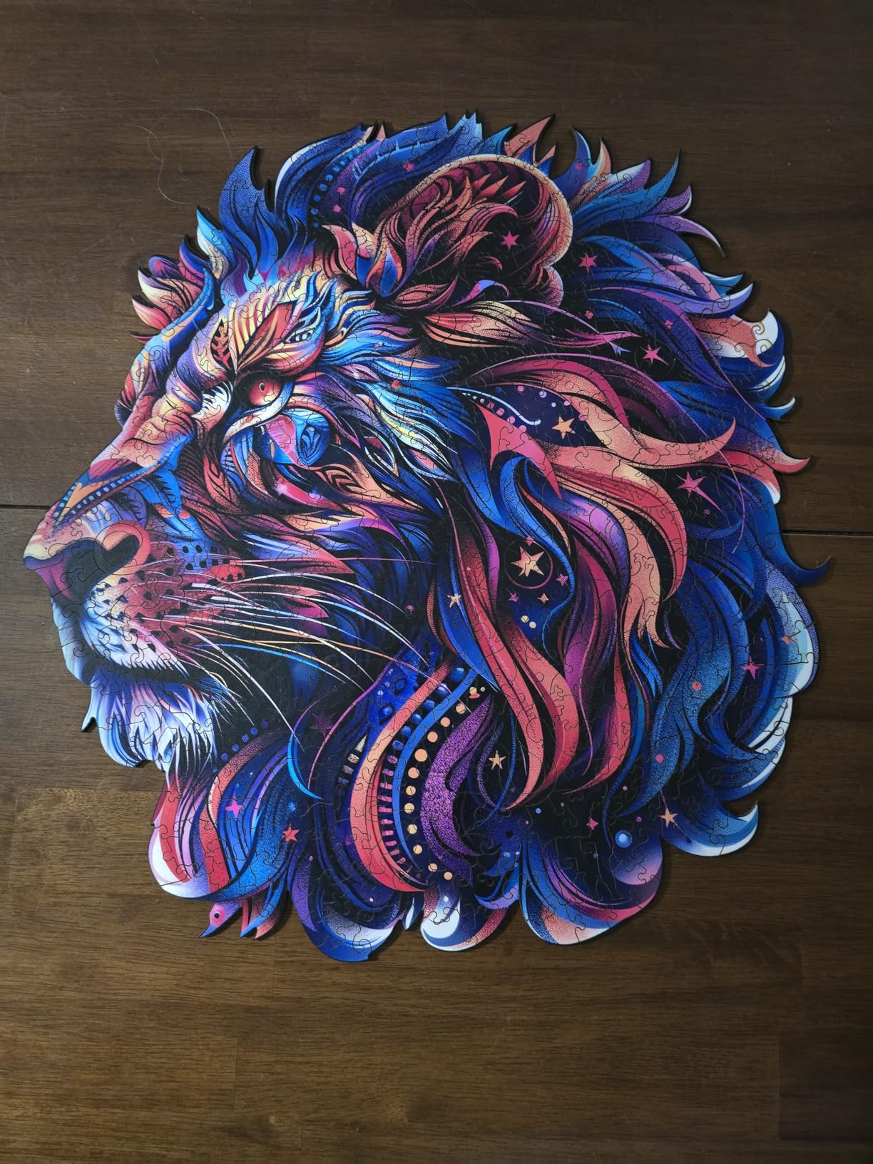 Qiuenisray Wooden Puzzles for Adults 1000 Pieces, Lion Jigsaw Puzzles, Wood Animal Adult Puzzles, Wall Decor, FSC Certified Unique Shape Ocean Adult Puzzles, Creative Gift for Family Game 21.9x23.6 in customer photo 2