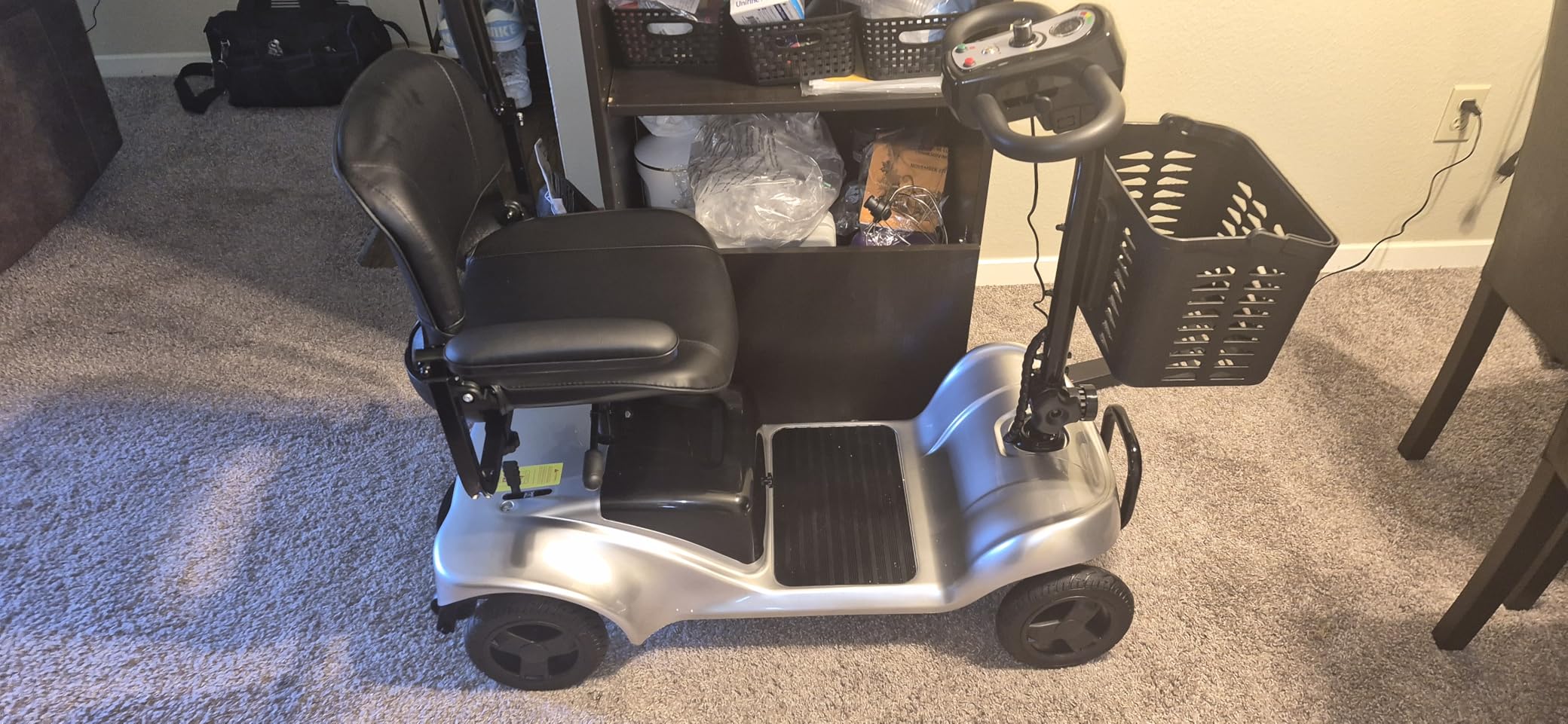 Mobility Scooter, 4 Wheel Mobility Scooter, 15 Miles Range, 300LBS Capacity, Lightweight and Portable, with LED Headlights and Basket, Charger Included, Gifts Suitable for Elders, Blue customer photo 1