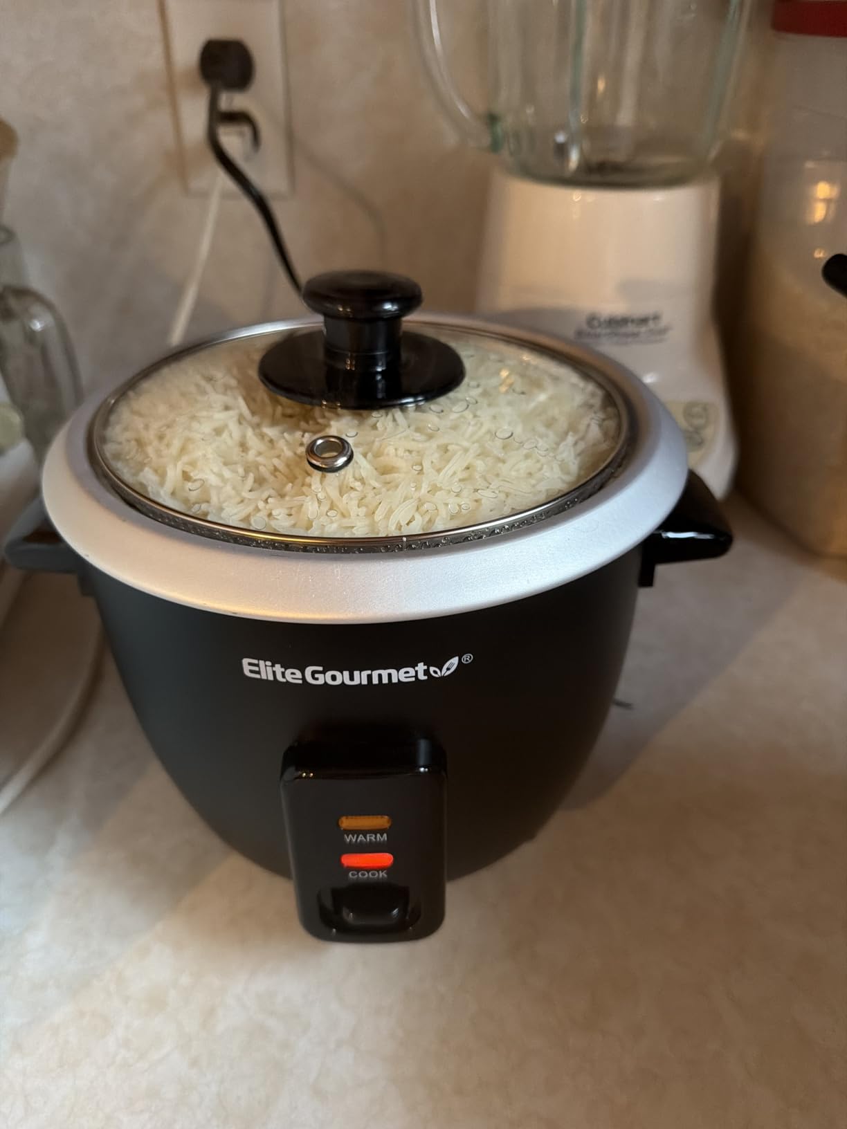 Elite Gourmet ERC003BX Electric Rice Cooker with Automatic Keep Warm, 6 Cups Cooked (3 Cups Uncooked), Black customer photo 1