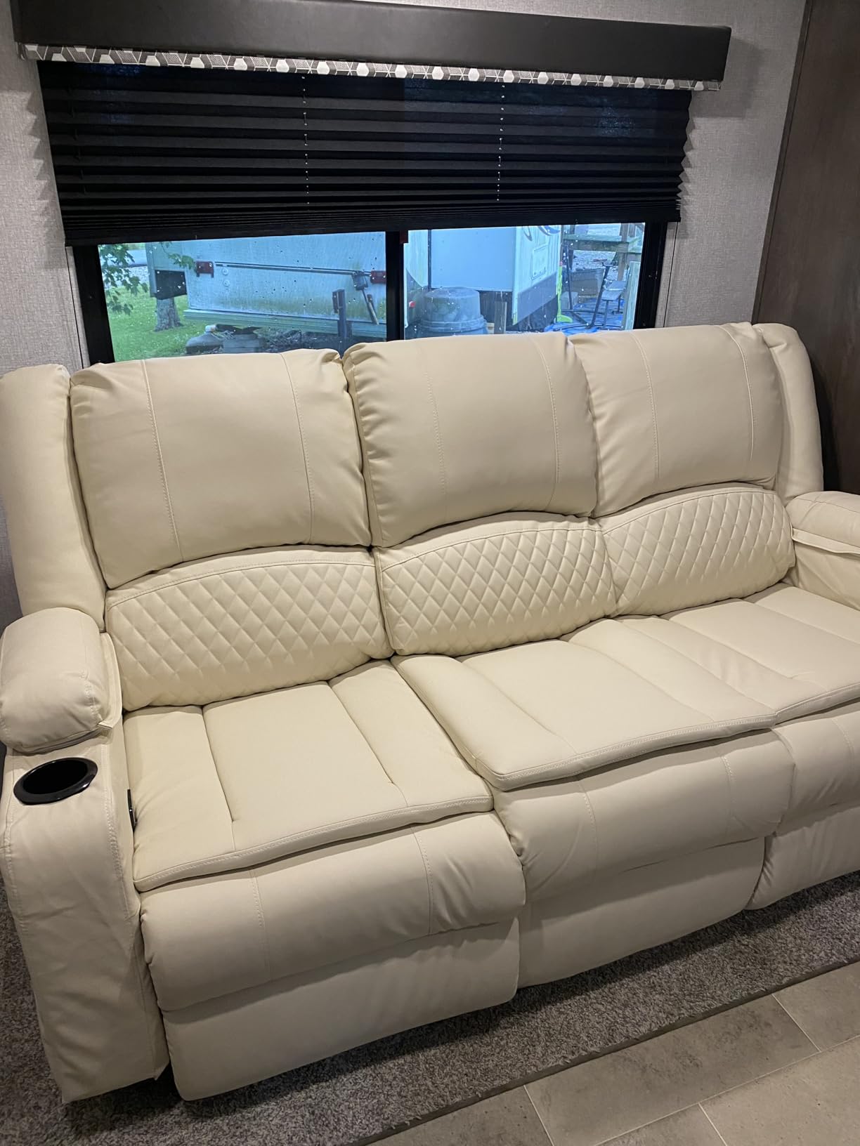 Redesigned Recliner Sofa 3 Seater Couch with Recliner, Home Theater Seating with Liftable Console & Removable Armrest, Manual PU Leather Sofa Reclining with Storage & USB Ports for Living Room customer photo 2