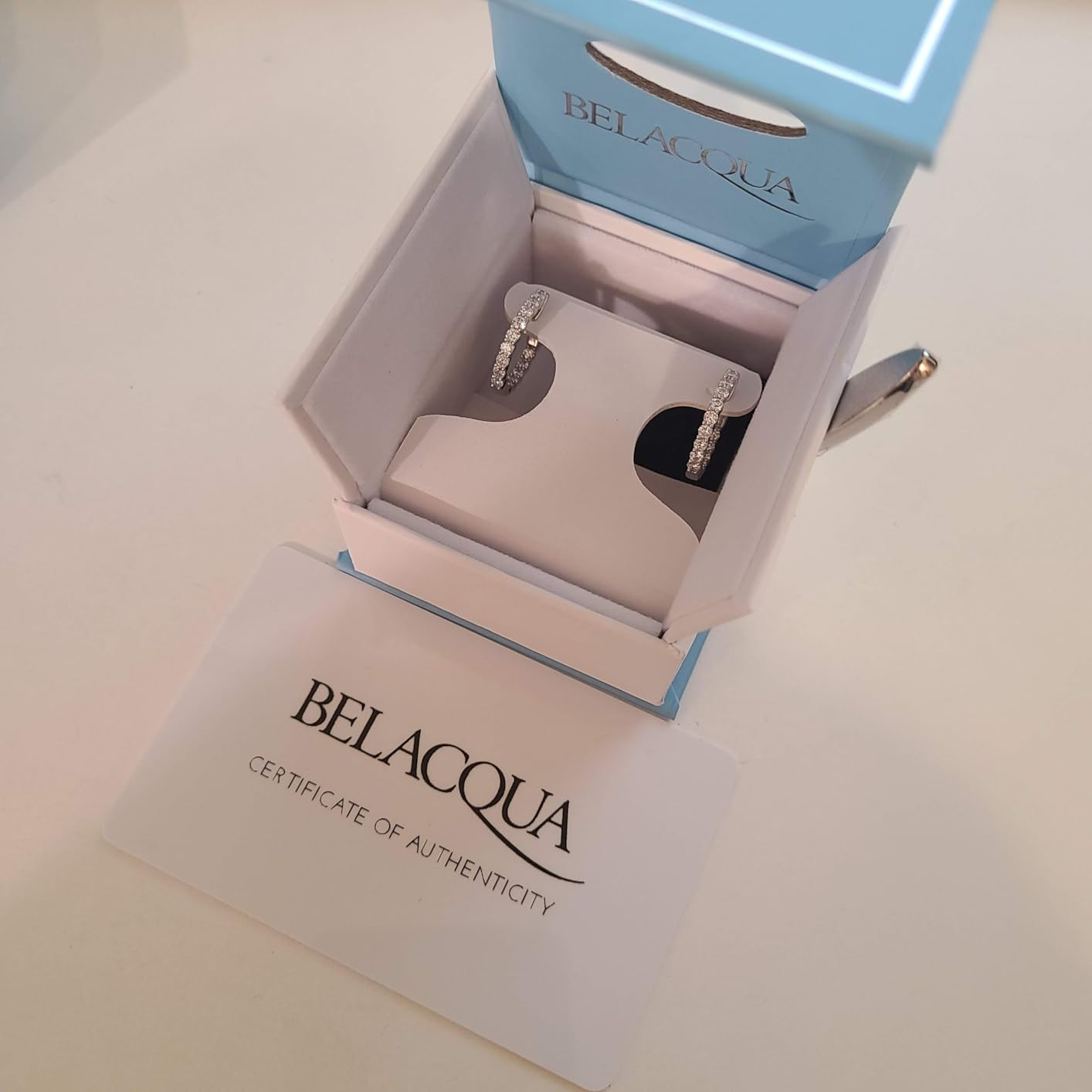 Belacqua Round Lab Grown Inside Out Diamond Hoop Earrings in Sterling Silver, 1/2 to 5 Carat Hoops, G Color, SI Clarity, Prong Set, Jewelry for Women, Gift Box Included customer photo 1