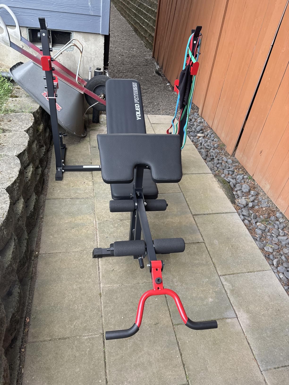 YOLEO Weight Bench with Rack - Bench Press Set, Leg Extension, Preacher Curl & Flat/Incline/Decline Full Body Workout Bench, Adjustable Olympic Weight Benches for Home Gym(47.44IN WIDE GRIP) customer photo 2