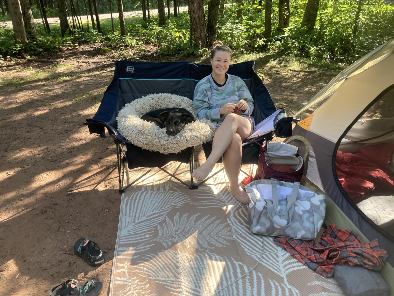 Timber Ridge 550 LBS Oversized Folding Camping Chair for Adults, Heavy Duty with Cup Holder Side Pocket for Camping, Lawn, Picnic, Grey customer photo 2