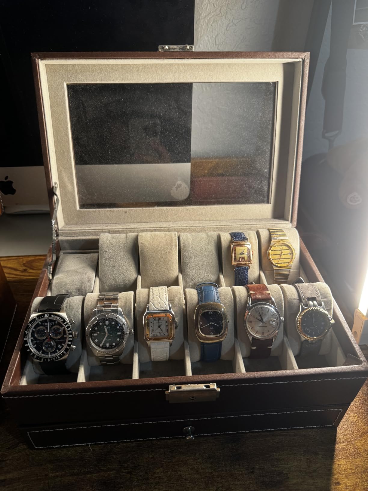 ROTHWELL 12-Slot Solid Walnut Watch Box with Valet Drawer - Premium Jewelry Display Case Organizer with Locking Glass Top and Microsuede Liner for Men & Women (Tan Interior) customer photo 2