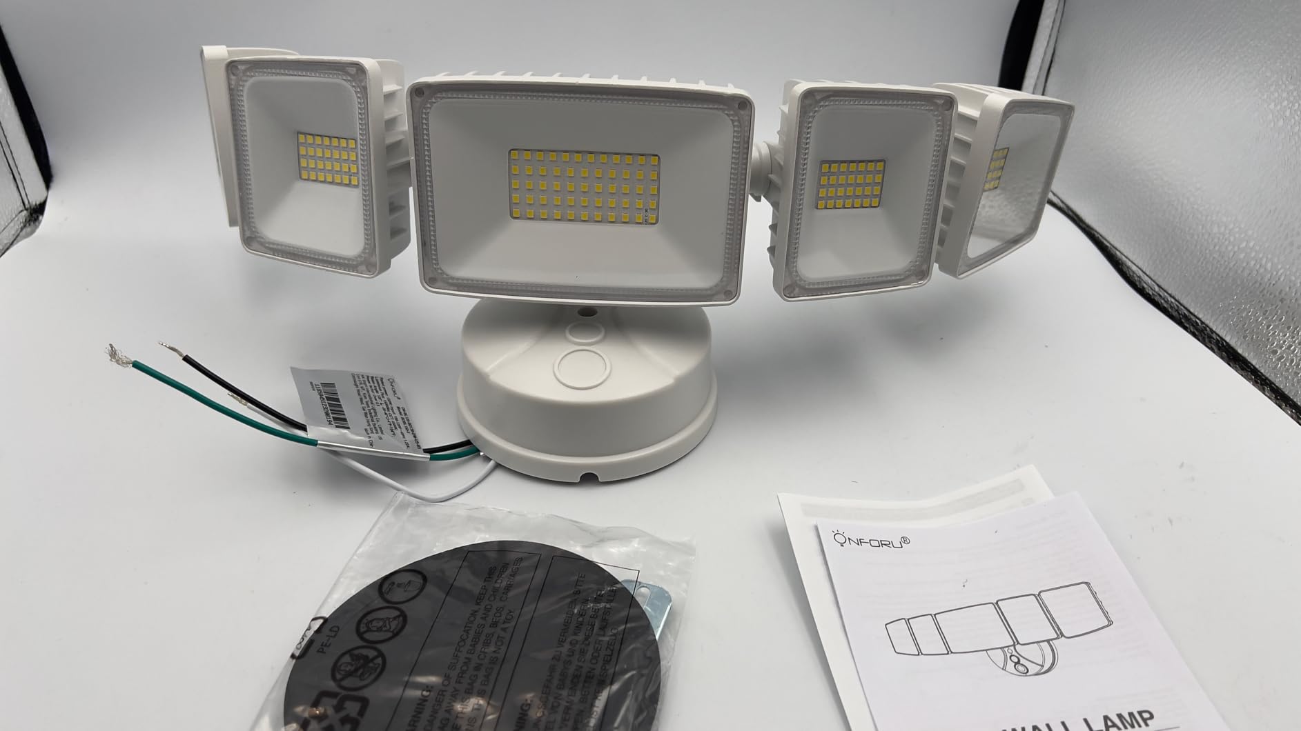 Onforu 150W LED Flood Lights Outdoor, 15000LM Brightness Security Light Switch Controlled, 6500K Outside Floodlight with 5 Adjustable Heads, Waterproof Exterior Light for Yard Garage Patio customer photo 2