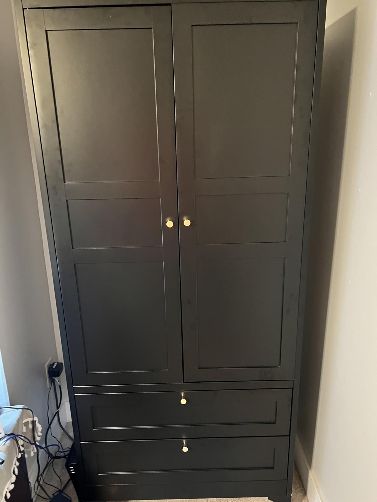 Letaya Metal Armoire Wardrobe Closet with 2 Drawers, 18