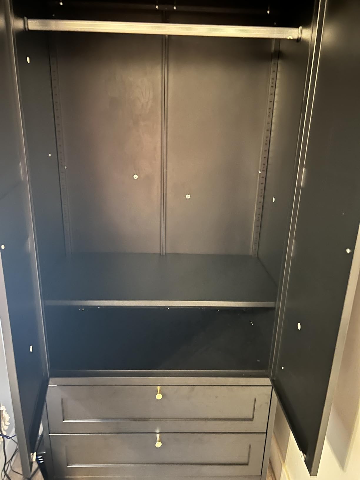 Letaya Metal Armoire Wardrobe Closet with 2 Drawers, 18