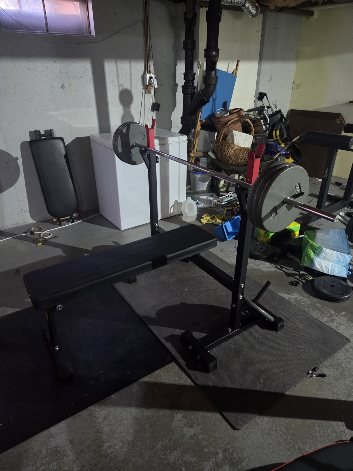 Bench Press, CANPA Olympic Weight Bench with Squat Rack Workout Bench Adjustable Barbell Rack Stand Strength Training Home Gym Multi-Function customer photo 1