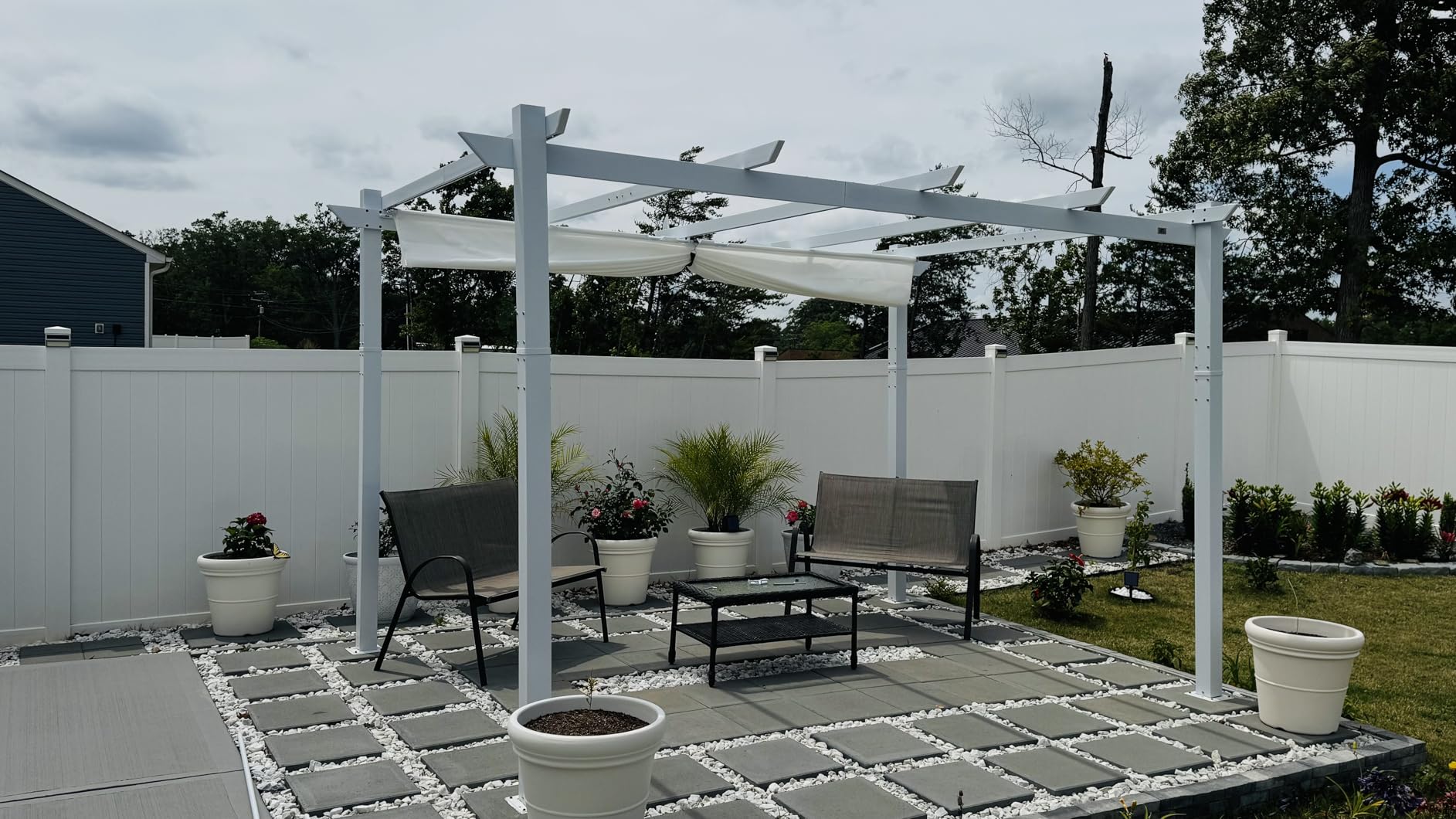 PURPLE LEAF 10' x 13' Aluminum Outdoor Pergola Wind-Resistant Retractable Pergola with Double Sun Shade Canopy Heavy-Duty Metal Pergola for Patios Backyard Deck Garden, Khaki customer photo 1