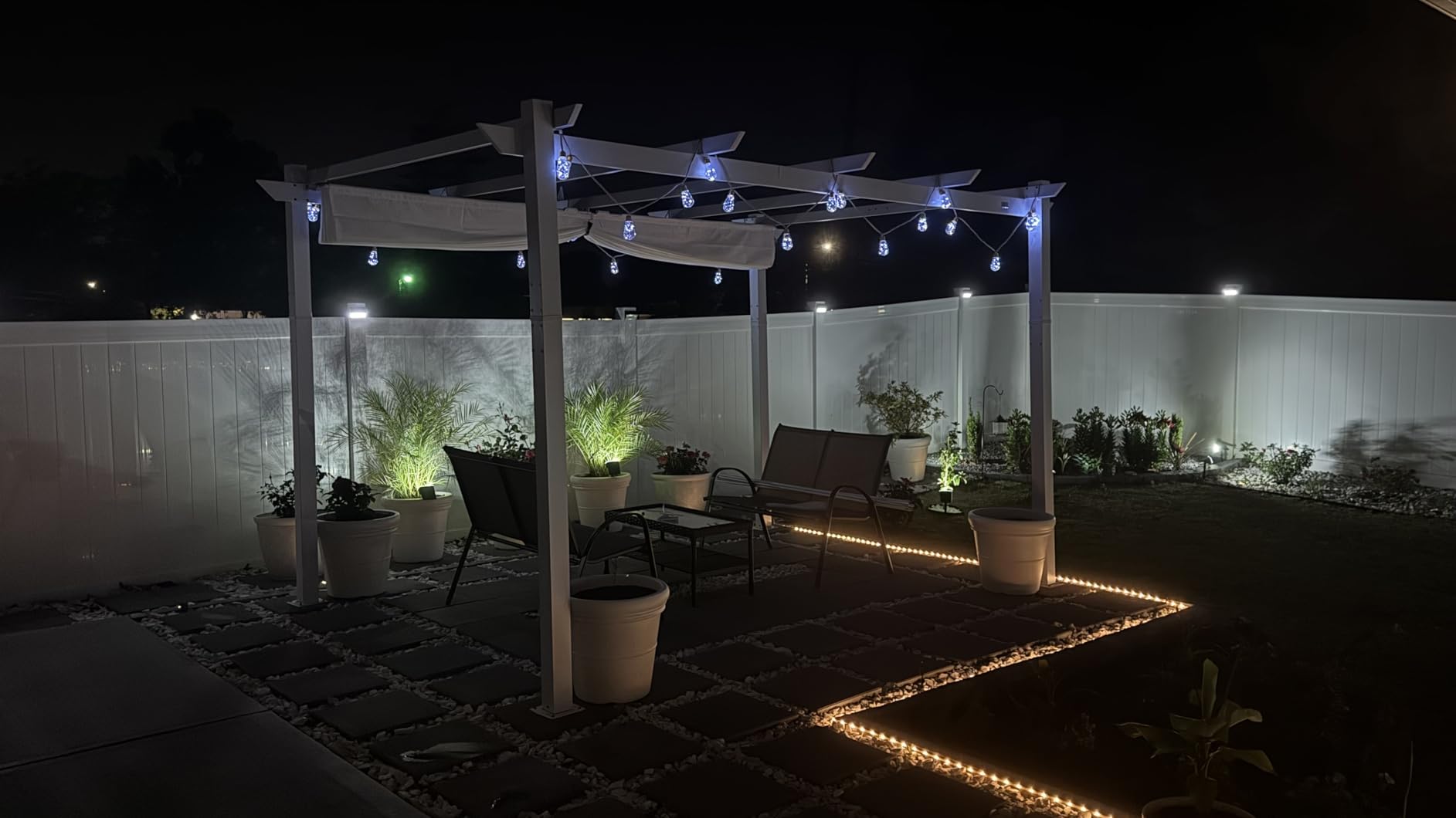 PURPLE LEAF 10' x 13' Aluminum Outdoor Pergola Wind-Resistant Retractable Pergola with Double Sun Shade Canopy Heavy-Duty Metal Pergola for Patios Backyard Deck Garden, Khaki customer photo 2