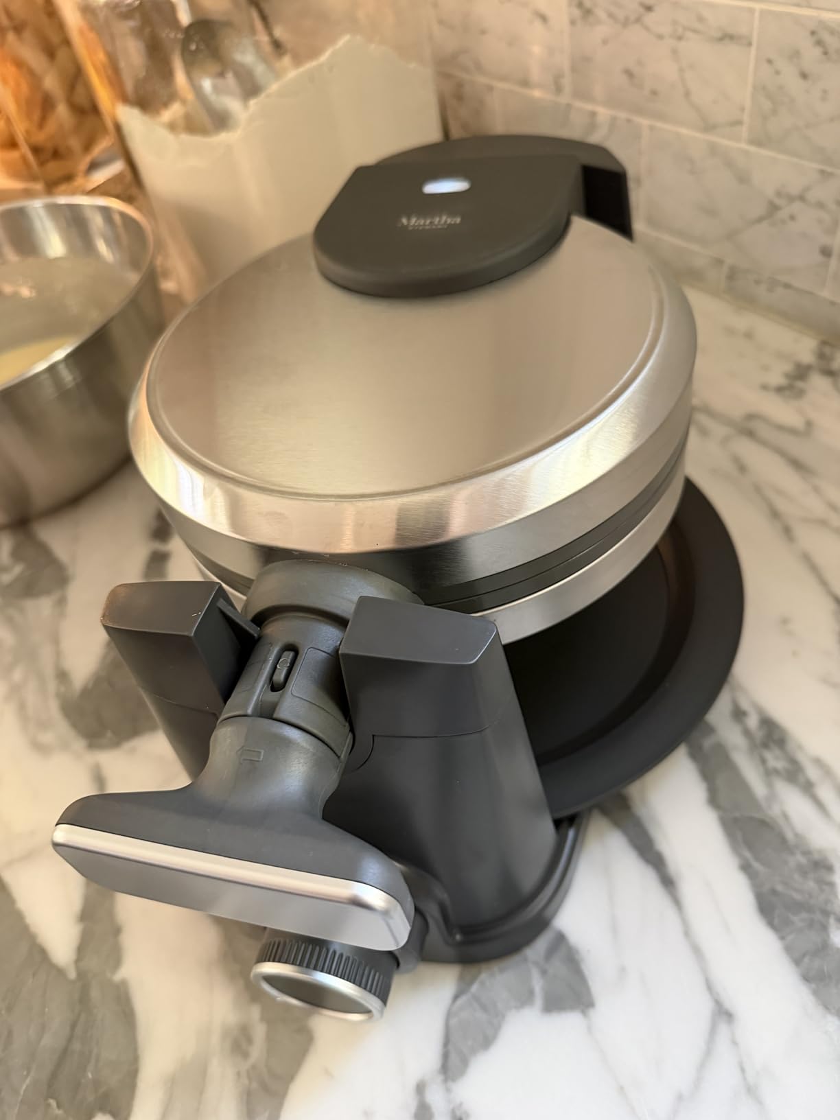 Martha Stewart Rotating Waffle Maker, 180° Flip Iron with PFAS-Free Nonstick Plates, Adjustable Timer, Ready Light, Drip Tray, Space Saving, Classic Round 7