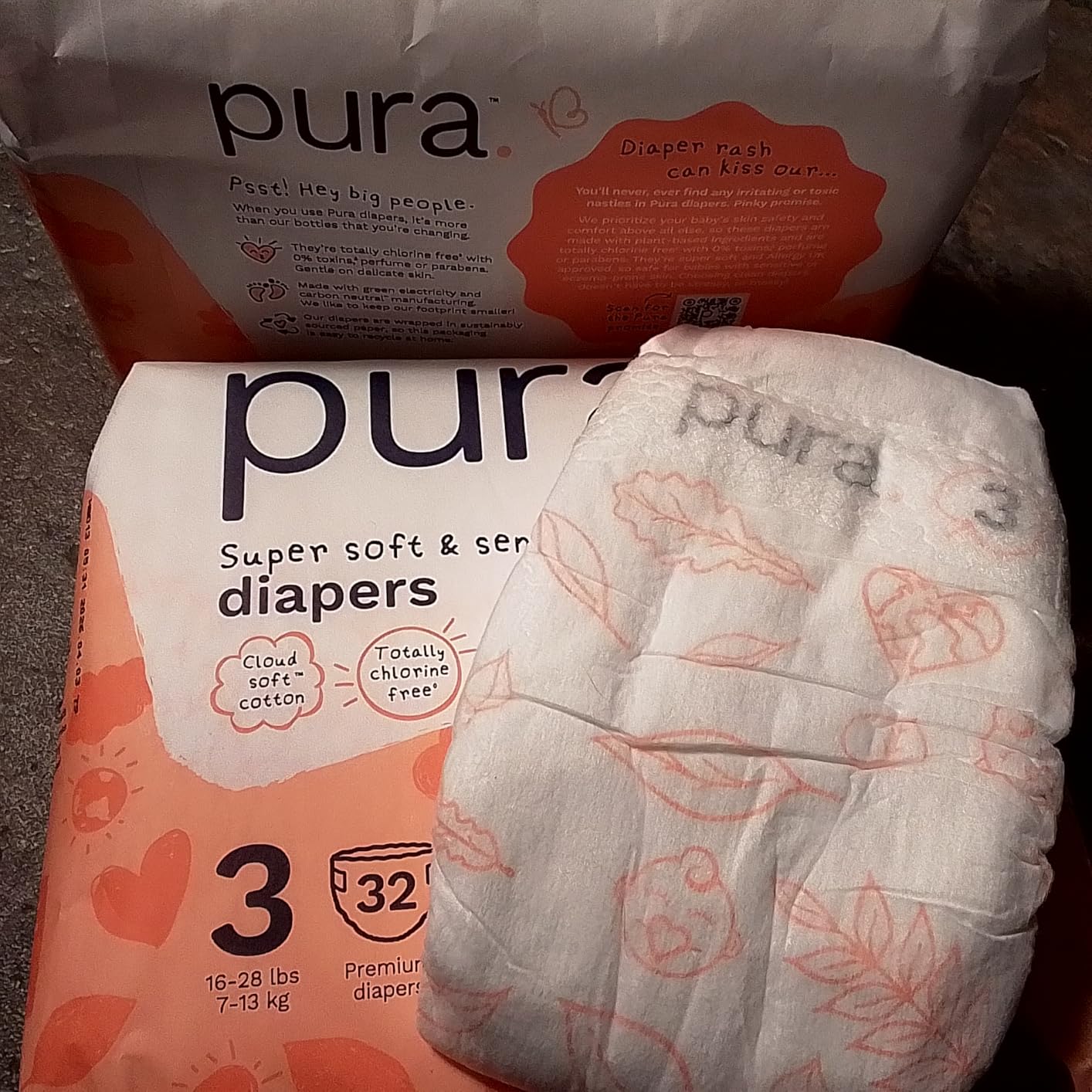 Pura Newborn Baby Diapers - Size N (Up to 10 lbs), 28 Count, Cloud Soft Disposable Diapers for Sensitive Skin, Totally Chlorine Free, Blowout Blocker & Wetness Indicator customer photo 2