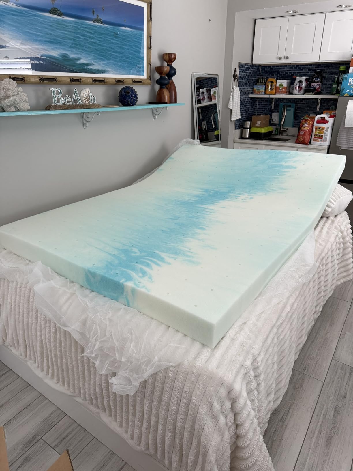 OLIXIS 3 Inch Queen Size Gel Infused Memory Foam Mattress Topper, Soft Breathable Cooling Bed Pad, CertiPUR-US Certified customer photo 1