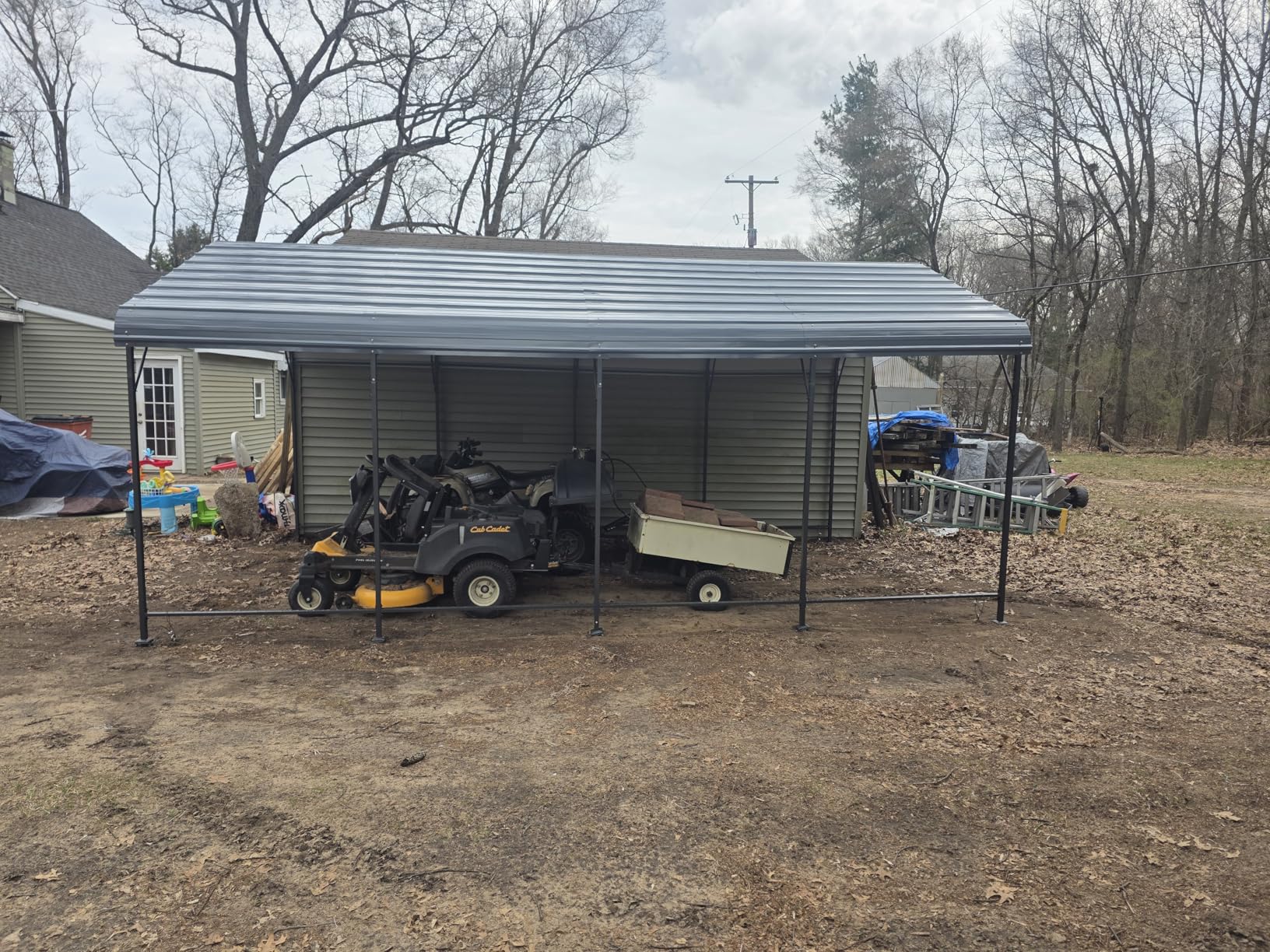 Shintenchi 12x20 FT Metal Carport, Oversized Carport Garage with Enhanced Base, Outdoor Galvanized Car Shelter, Heavy Duty Carports Canopy, for Car, Boats and Tractors, Grey customer photo 1