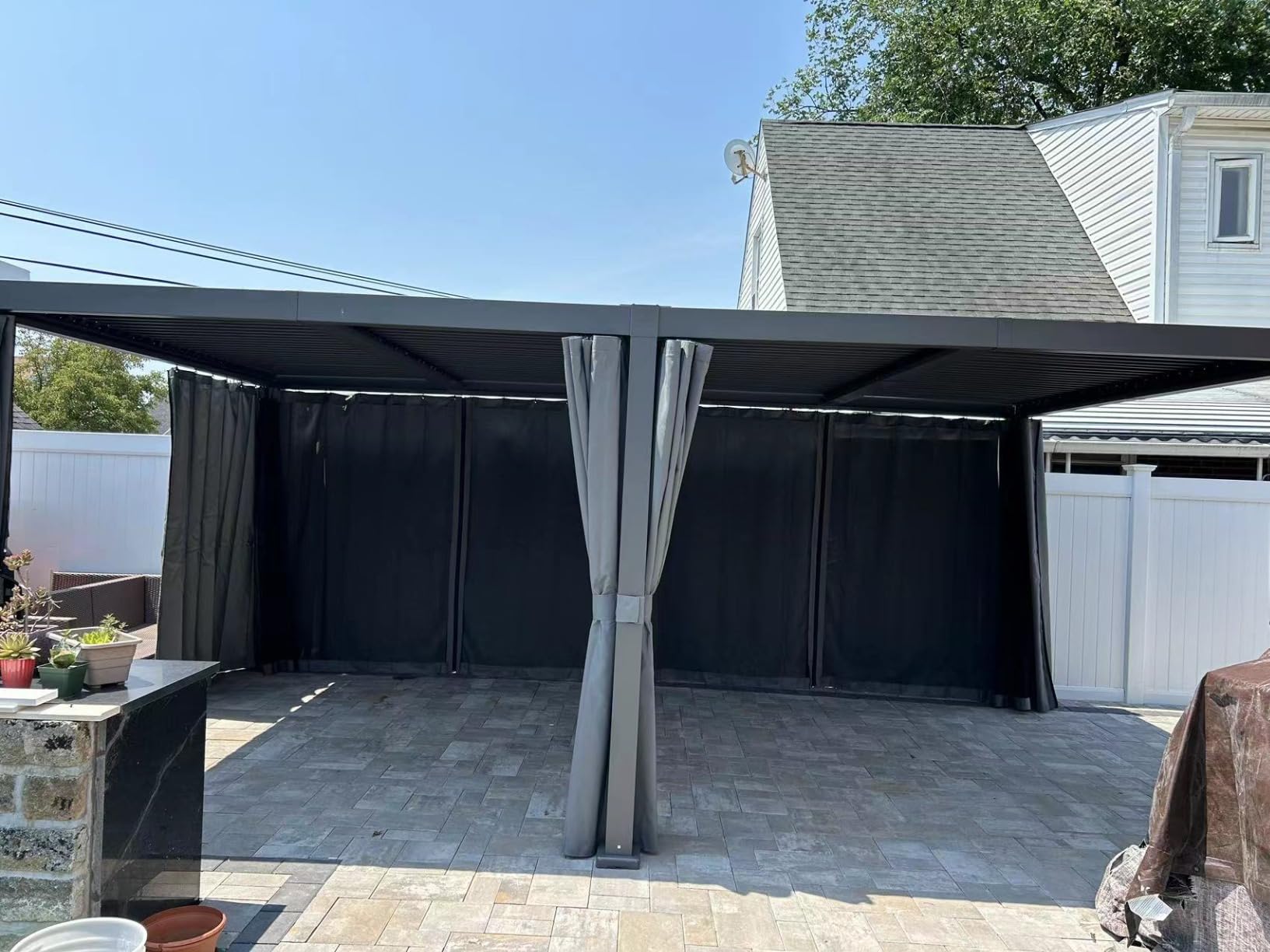Aoxun Louvered Pergola 10x12 All-Aluminum Outdoor Gazebo with Independent Adjustable Roofs, Waterproof Curtains and Netting, Integrated Drainage System for Patios & Backyard customer photo 2
