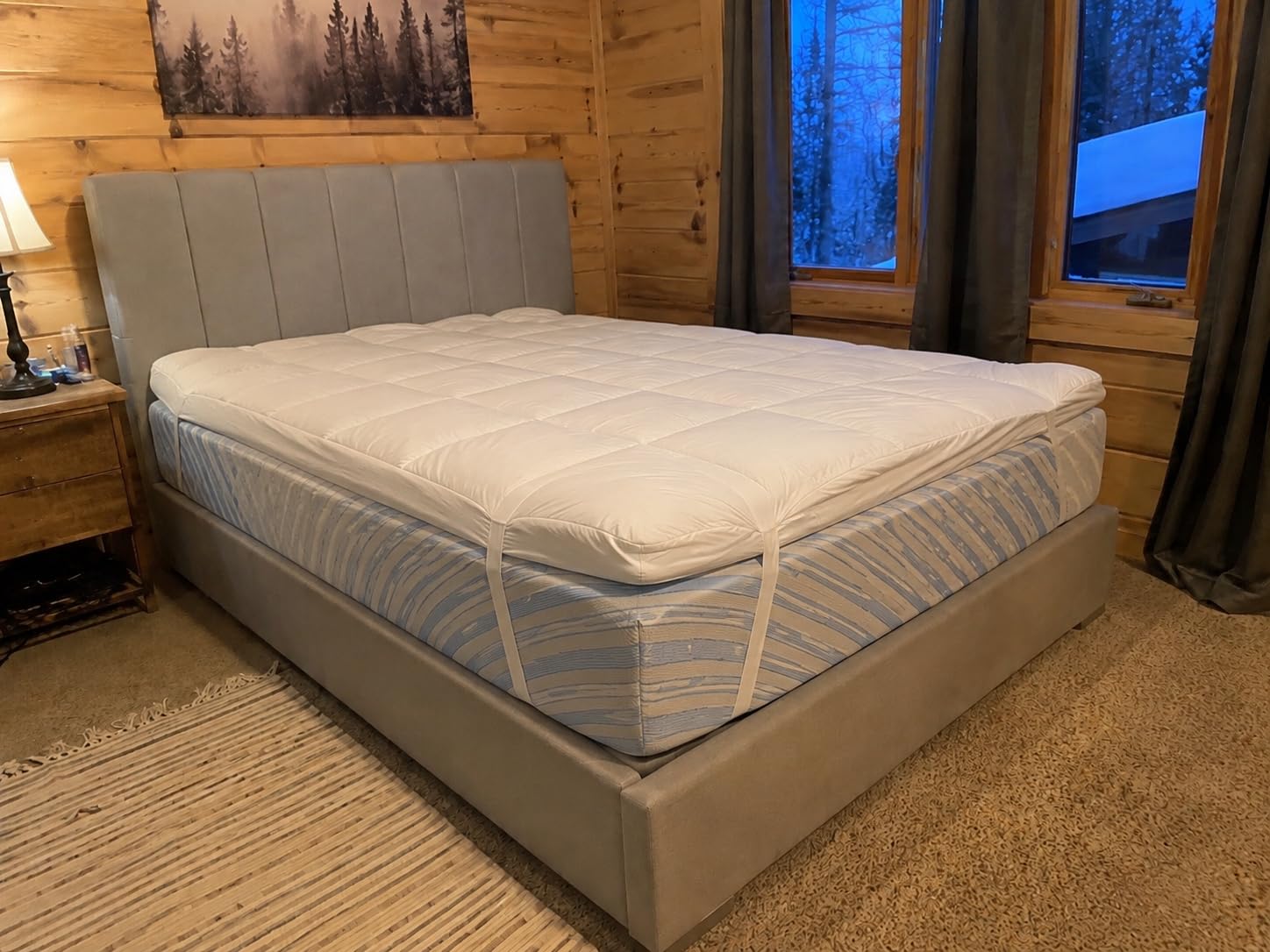 Dual Layer 4 Inch Memory Foam Mattress Topper for Pressure Relief with 4X Support, 2