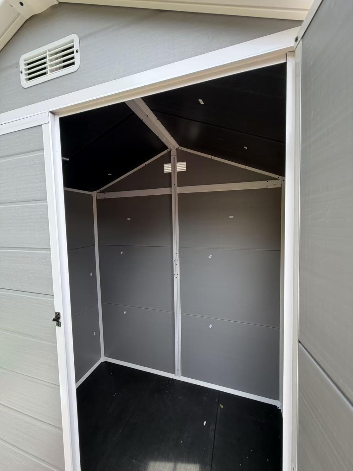 Aoxun 6x4 FT Outdoor Storage Shed, Plastic Garden Resin Shed with Floor and Window for Patio, Lawn, Outdoor Storage with Lockable Door for Bike, Tools, Garbage Can, Grey customer photo 2