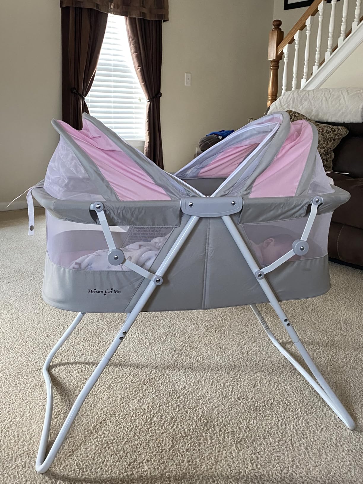 Dream On Me Karley Portable Newborn Bassinet with Double Mesh Canopy, Foldable Travel Bassinet with Storage Basket customer photo 2
