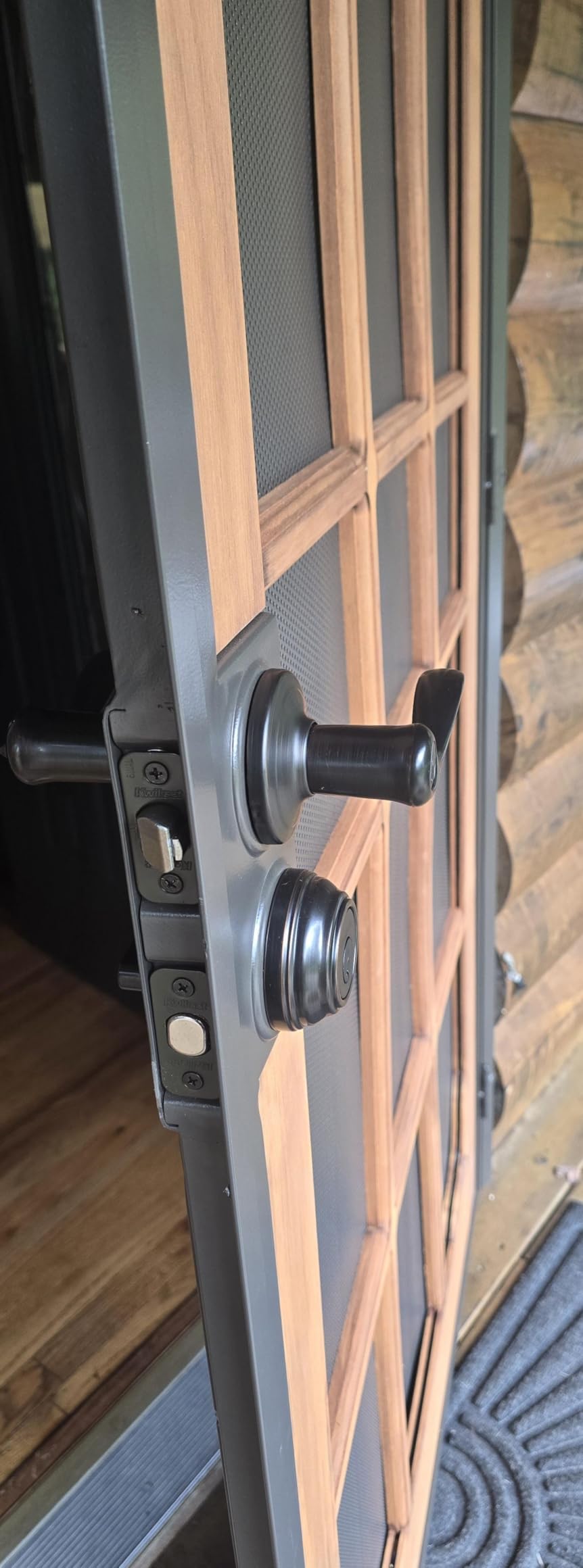Prime-Line 3809BZ3068-I-WF Woodguard Steel Security Door, Bronze | Traditional Screen Door Style, Steel and Wood Construction, Non-Handed, Single Pack customer photo 2