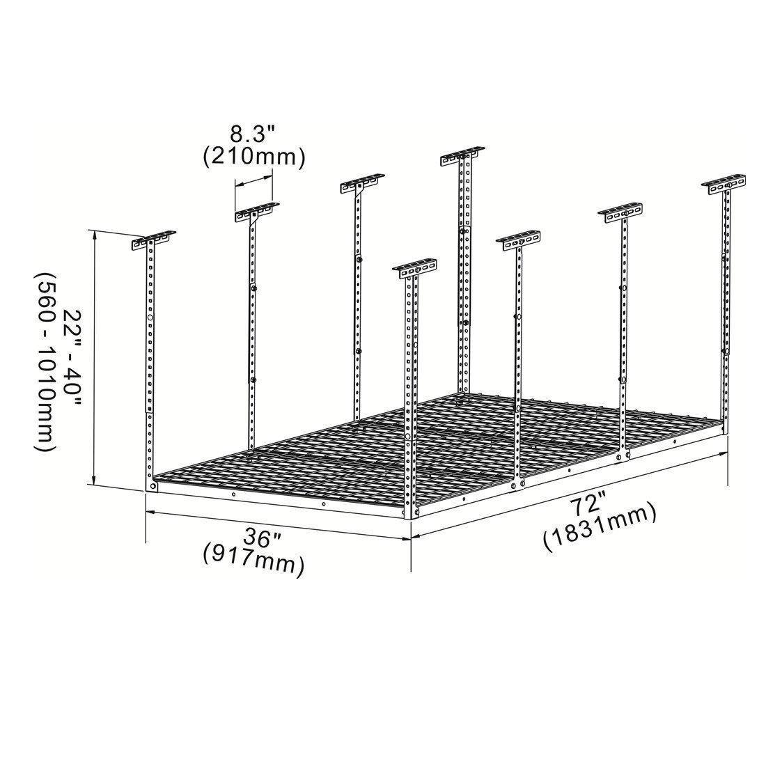 FLEXIMOUNTS 3x6 Overhead Garage Storage Adjustable Ceiling Rack 72