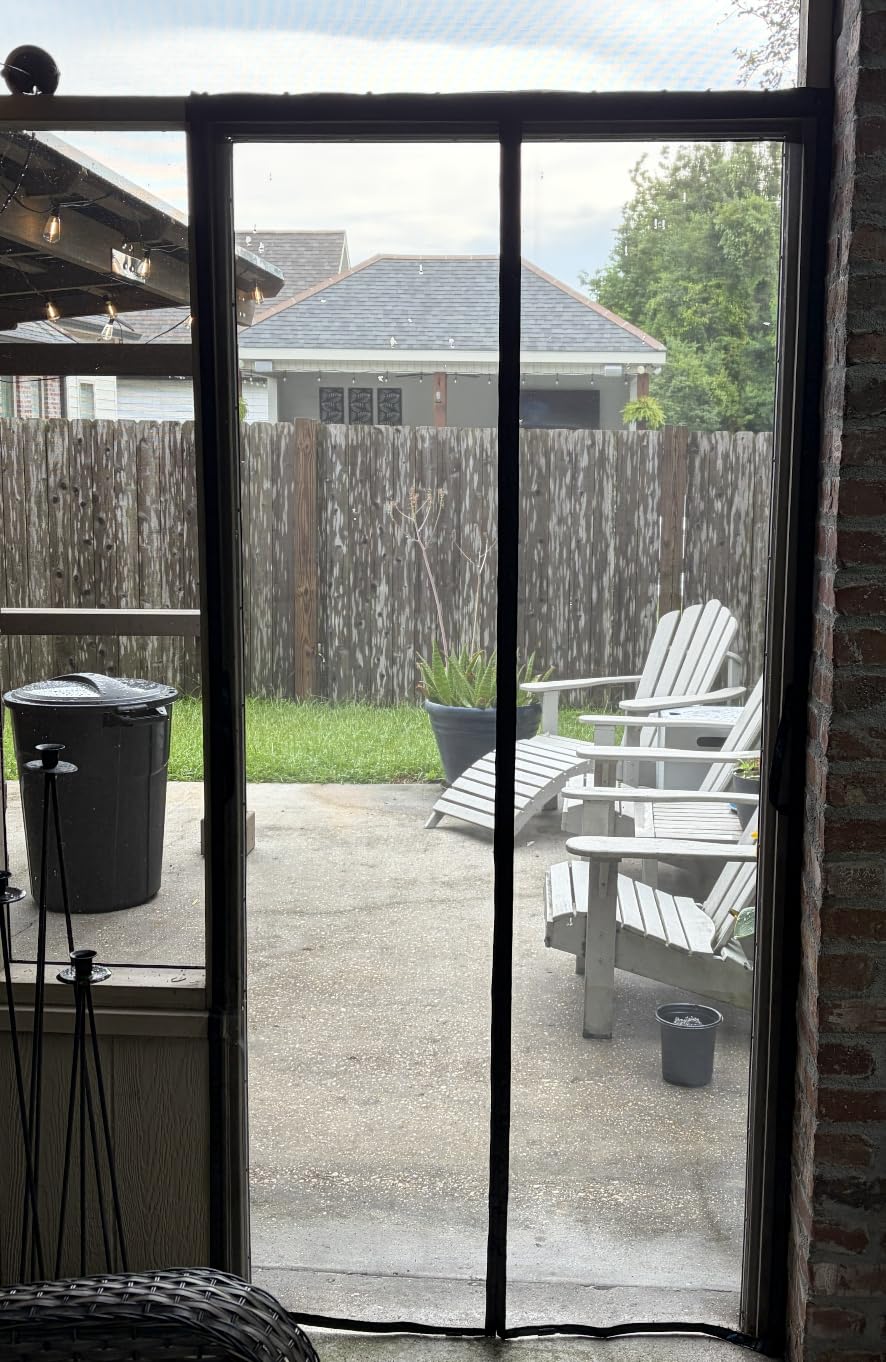 Flux Phenom Magnetic Screen Door - Bugs Out, Breeze in - 9min Install Auto-Sealing Heavy Duty Double Stitched Mesh, 52 Magnets, Hands Free Sliding & Patio Doors Net, Pet & Kid Friendly, 38 x 82 Inch customer photo 2