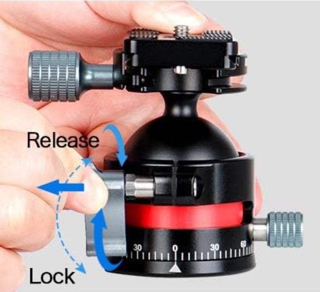 Koolehaoda Low Profile Tripod Head, Mini Ball Head Camera 360° Panoramic Compatible with Arca 1/4