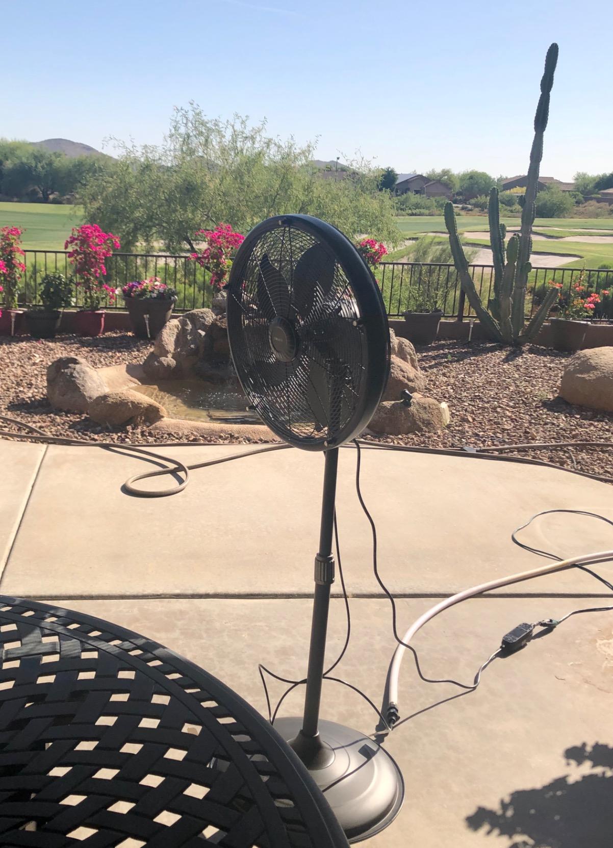 NewAir Outdoor Misting Pedestal Fan | 2,800 CFM Oscillating Patio Fan with Garden Hose Connection | 3 Speeds and Wide-Angle Cooling for Decks & Outdoor Spaces of up to 600 sq ft customer photo 1