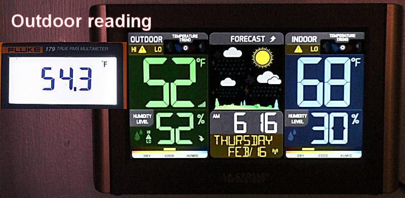 La Crosse Technology Weather Station with Customizable Alerts, Weather Forecast, Temperature, Dew Point, Humidity, Time, Heat Index, Large Display, Adjustable Brightness, Wireless, Black, C85845-INT customer photo 2