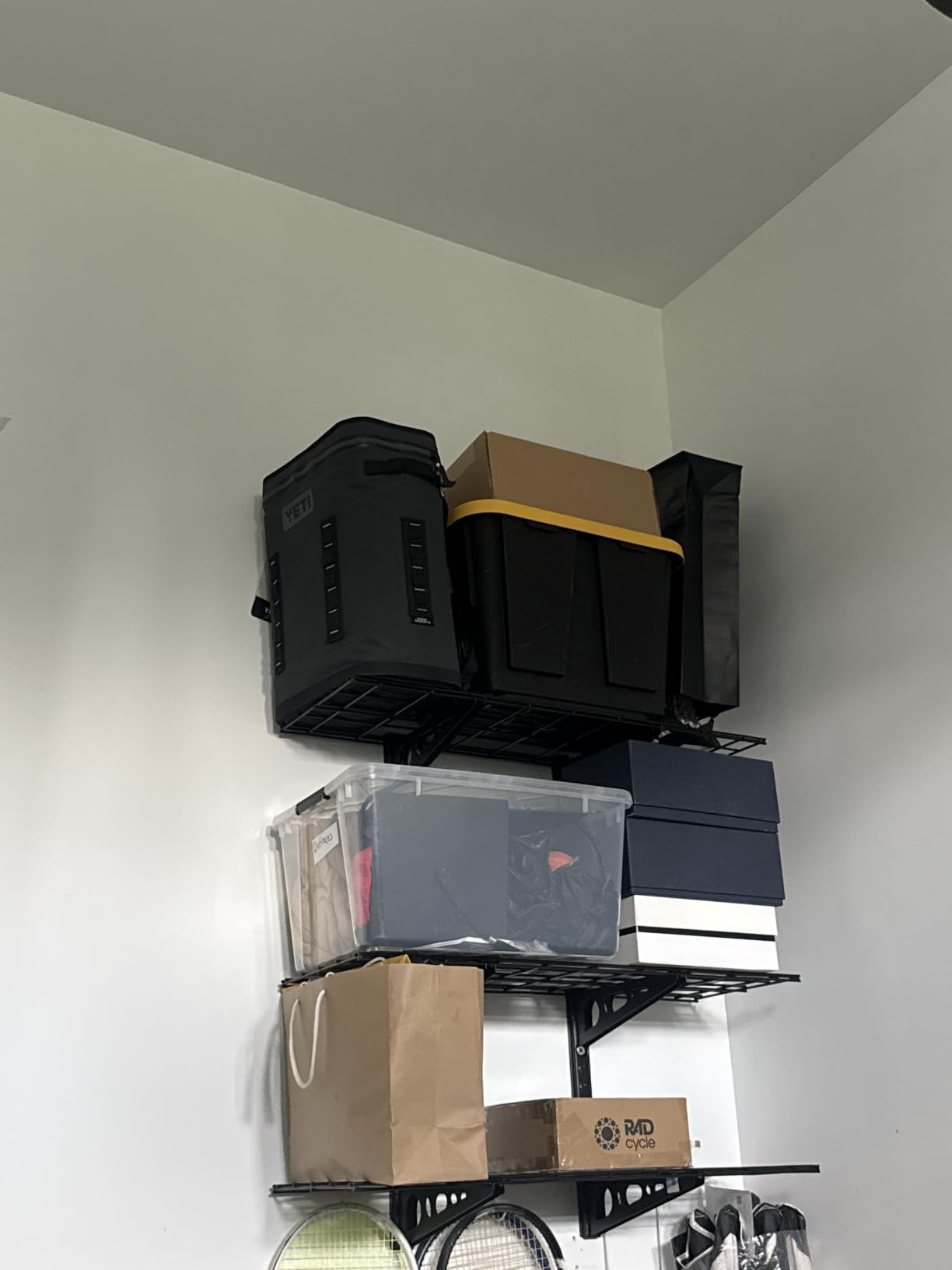 FLEXIMOUNTS 3-Tier 1x4ft Garage Storage Wall Shelving, 12x48inch per Shelf Height Adjustable Floating Shelves, Heavy Duty Wall Mounted Shelve, 600lbs Weight Capacity, Black, Classic Series customer photo 1