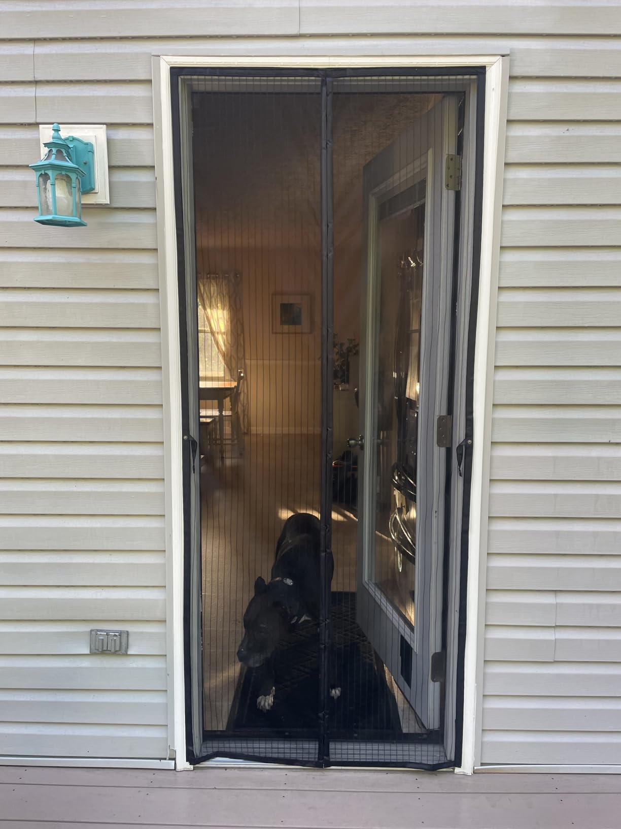 AUGO Magnetic Screen Door - Self Sealing, Heavy Duty, Hands Free Mesh Partition Keeps Bugs Out - Pet and Kid Friendly - Patent Pending Keep Open Feature - 38 Inch x 83 Inch customer photo 1