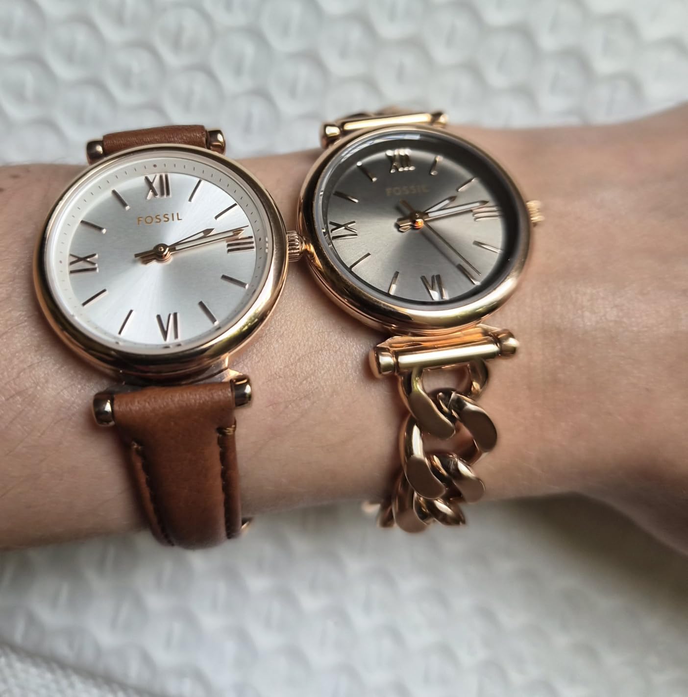 Fossil Women's Watch and Bracelet Set, Carlie Three-Hand Stainless Steel Watch for Women and Bracelet Set customer photo 2