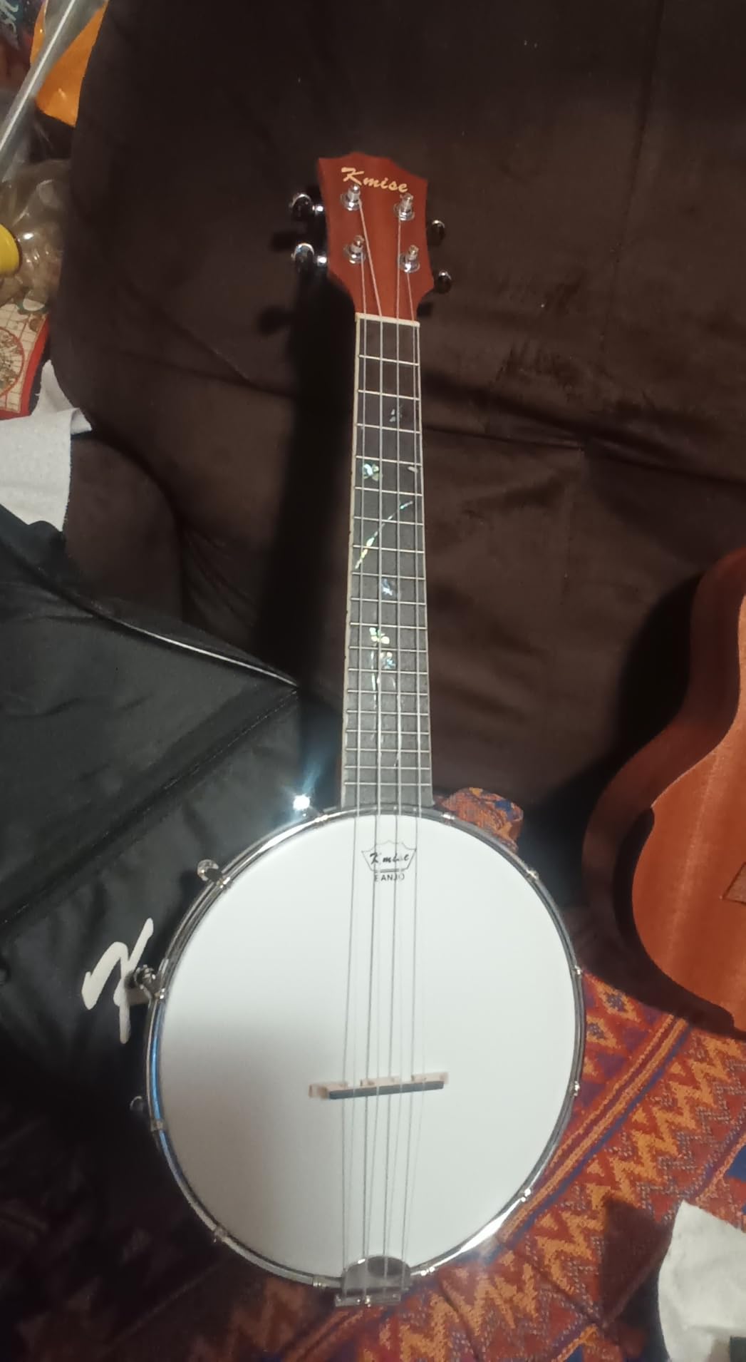 Kmise Concert Size Banjolele, 23'' Sapele 4 Strings Portable Mini Banjo Ukulele with Gig Bag, Tuner, Strap, Strings, Piezo Pickup, Picks, Ruler, Wrench, Bridge Beginner Kit customer photo 1