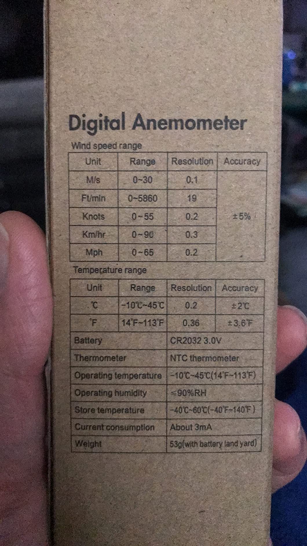 Mini Anemometer Handheld Wind Speed Meter 53g Ultra-Light AP-816B | Wind Speed Temperature Gauge with Wind Chill /Temp/ Max/Avg/Current, 5-Sec Backlight Air Flow Meter for HVAC Sailing Fishing customer photo 2