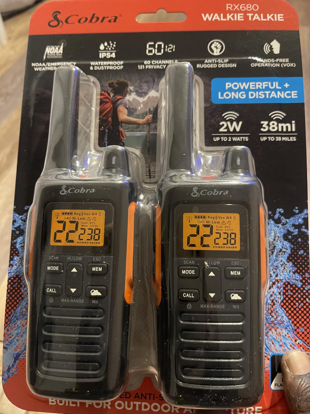 Cobra RX680 Walkie Talkies (2-Pack), IP54 Water Resistant Design, Rugged & Splashproof Two Way Radios Long Range, 60 Pre-Programmed Channels, Weather Alerts customer photo 2