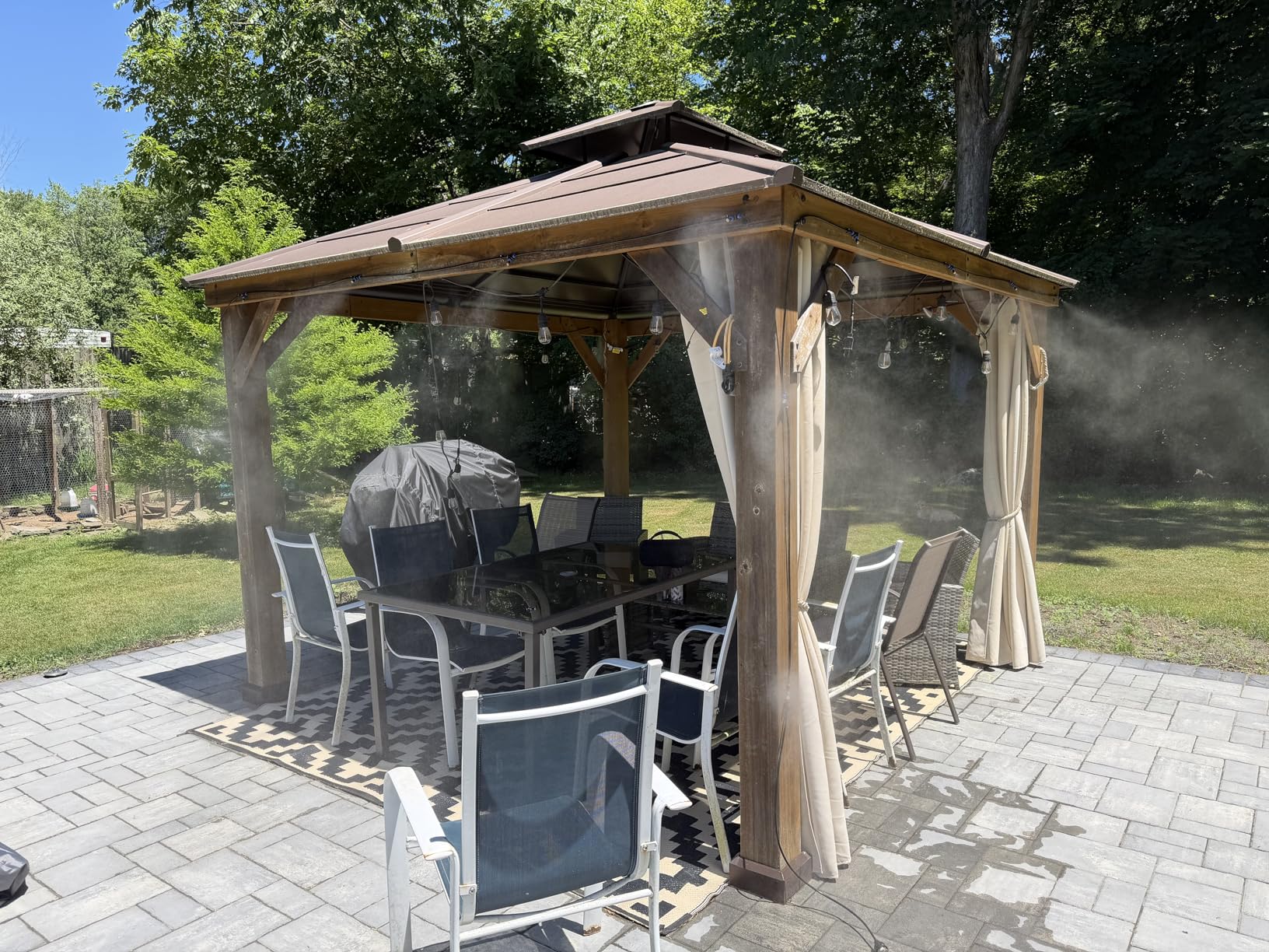 Misters for Outside Patio, 50FT (15M) Outdoor Water Misting Cooling System, Backyard Mist Kit for Garden Greenhouse Fan Deck Umbrella Canopy Pool Porch Trampoline Sprinkler customer photo 2