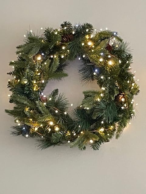Nearly Natural 24in. Mixed Pine Artificial Christmas Wreath with 35 Clear LED Lights and Pinecones customer photo 1