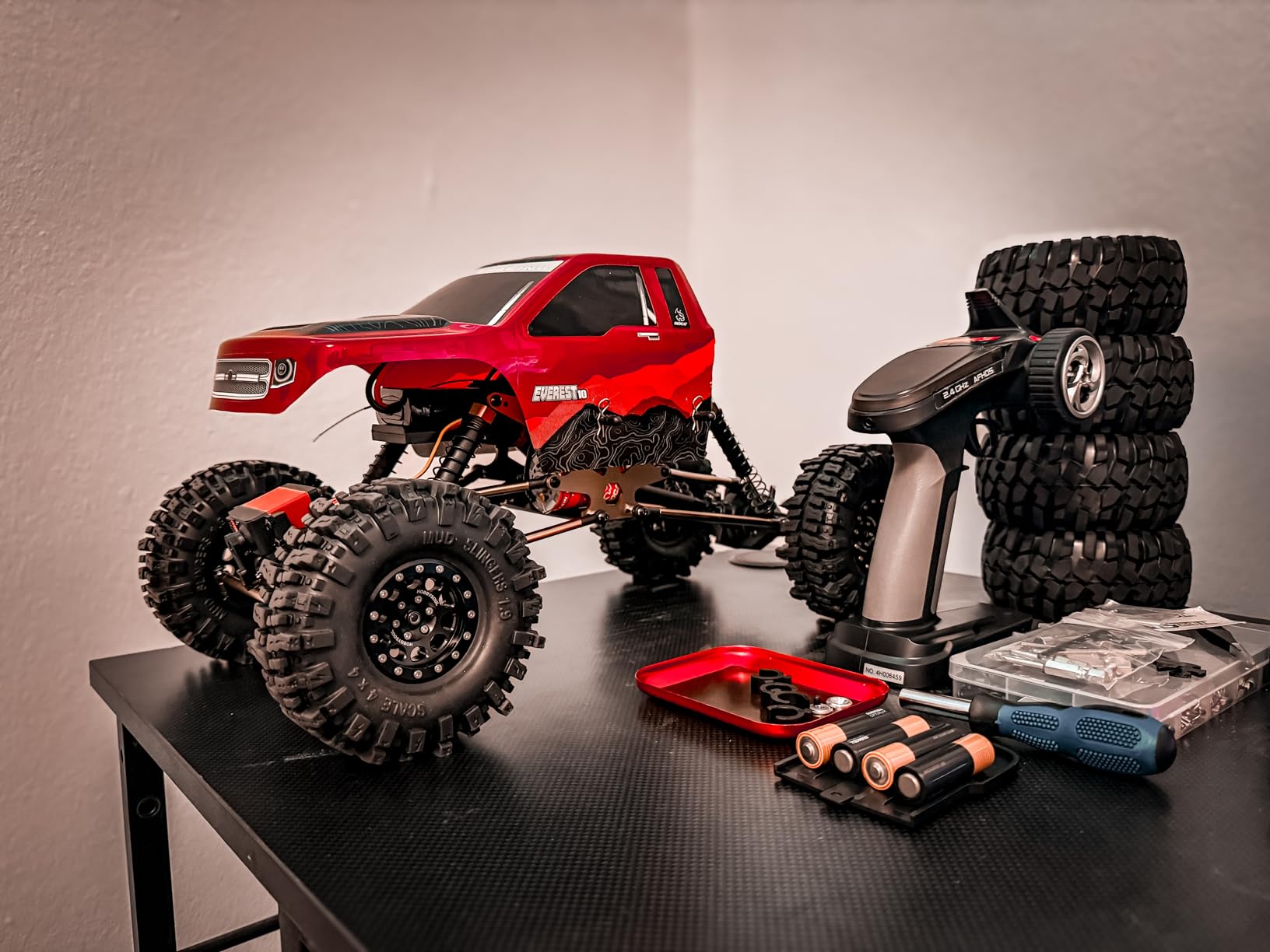 1.9 Beadlock wheels and tires 120mm Tall Soft Sticky 1.9 Mud Slingers T8 Tires & Aluminum Rims For RC 1/10 Crawler TRX4 SCX10 Gen8 Upgrades customer photo 1
