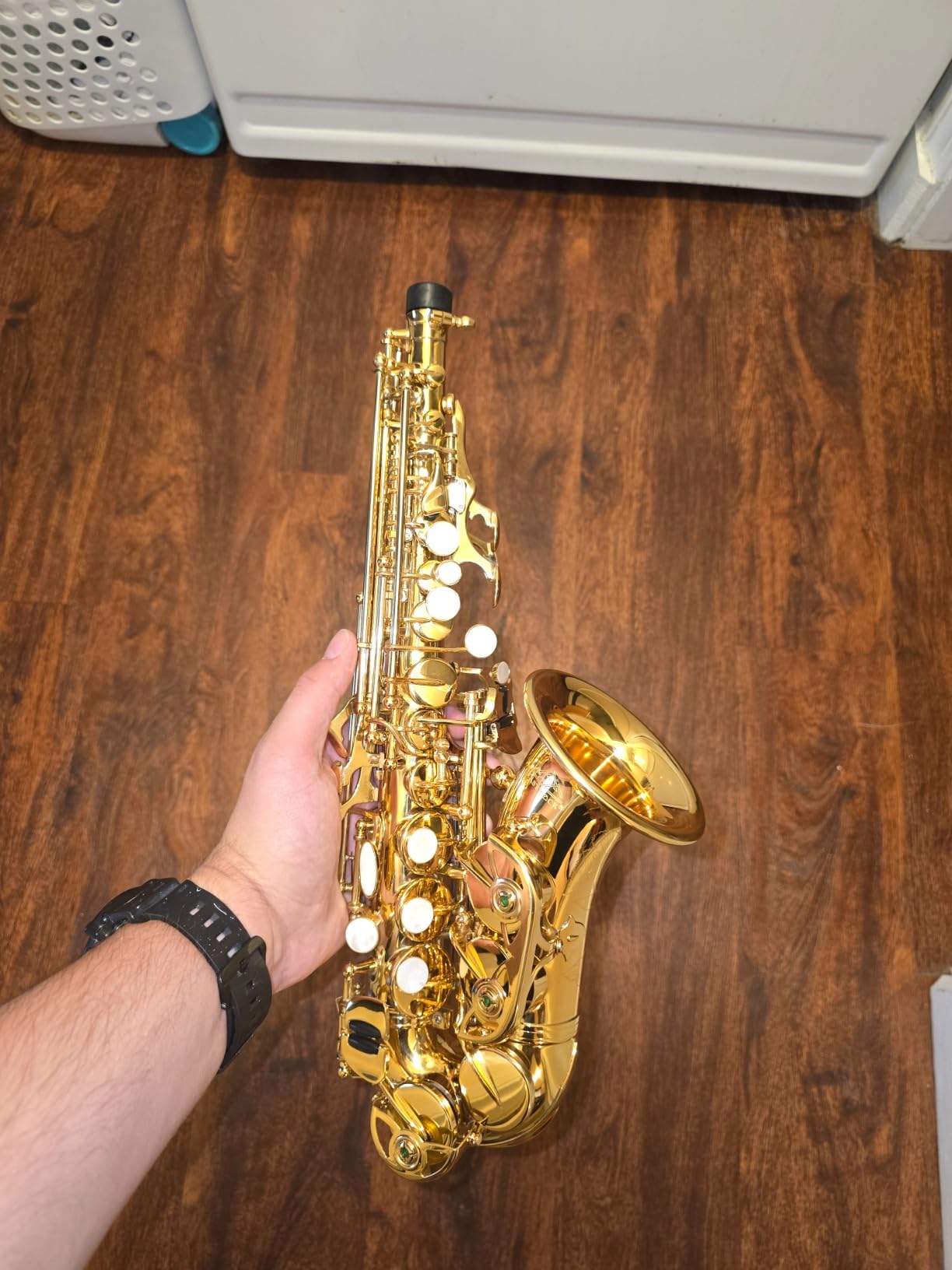 EASTROCK Soprano Saxophone Curved Bb Flat Black Sax Instruments for Beginners Intermediate Players with Carrying Case,Mouthpiece,Pads,Reed,Cleaning kit,neck Strap,White Gloves customer photo 2