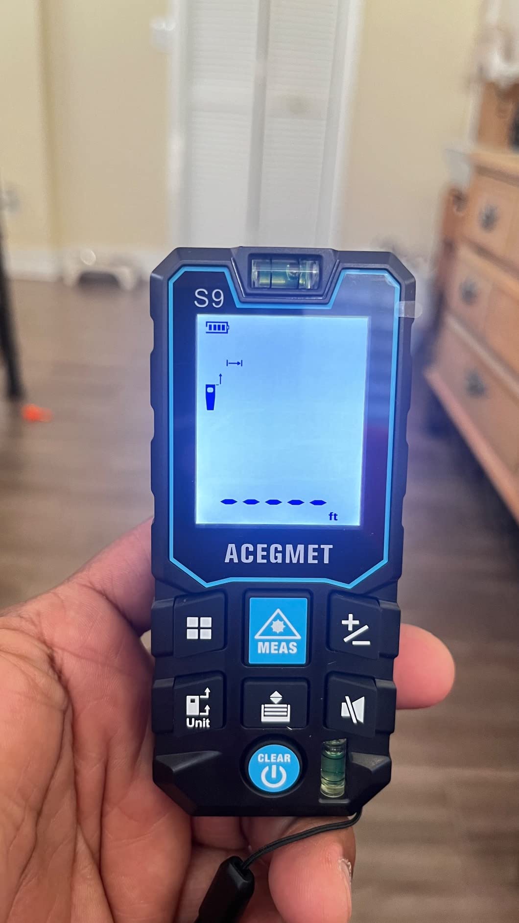 S9 229ft/70m Laser Measuring Tool, LCD Backlit Display, IP54 Waterproof, Pythagorean Mode customer photo 1