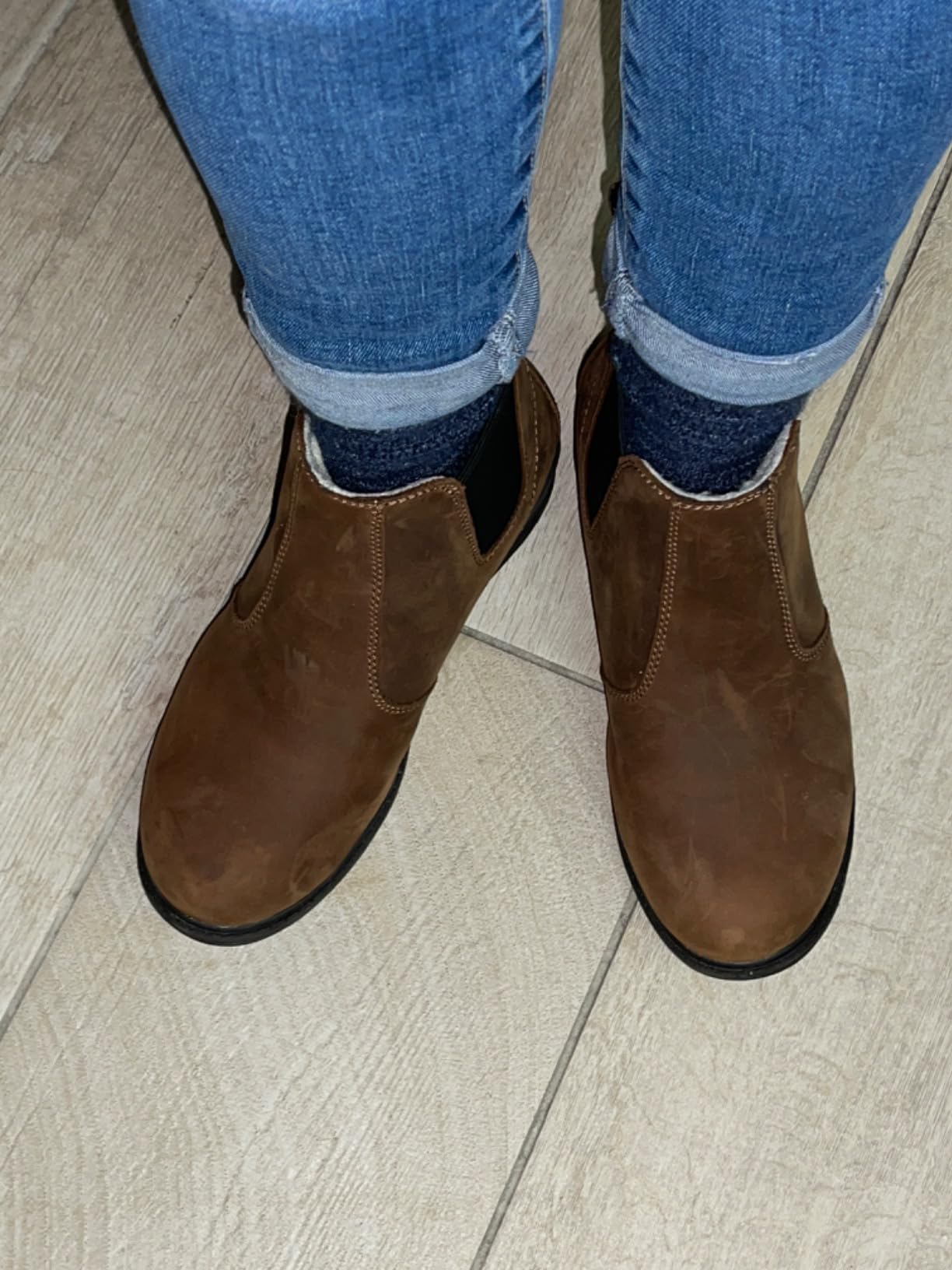 Comfy Moda Women's Waterproof Winter Chelsea Boots, Wool Lined Leather Slip-On Ankle Boot for Walking, Travel, Snow and Everyday Wear, Legend II customer photo 2