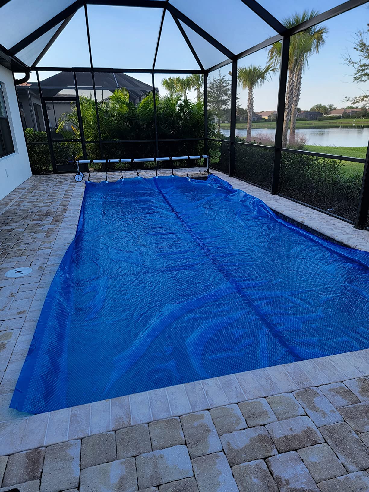 18FT Pool Cover Reel Set for Inground Pools, Fits 6-18 ft Wide Pool | Adjustable In-Ground, Easy-Crank Handle, Rust-Resistant Tube, Fits 6-18 ft Wide Pools, Aluminum customer photo 2