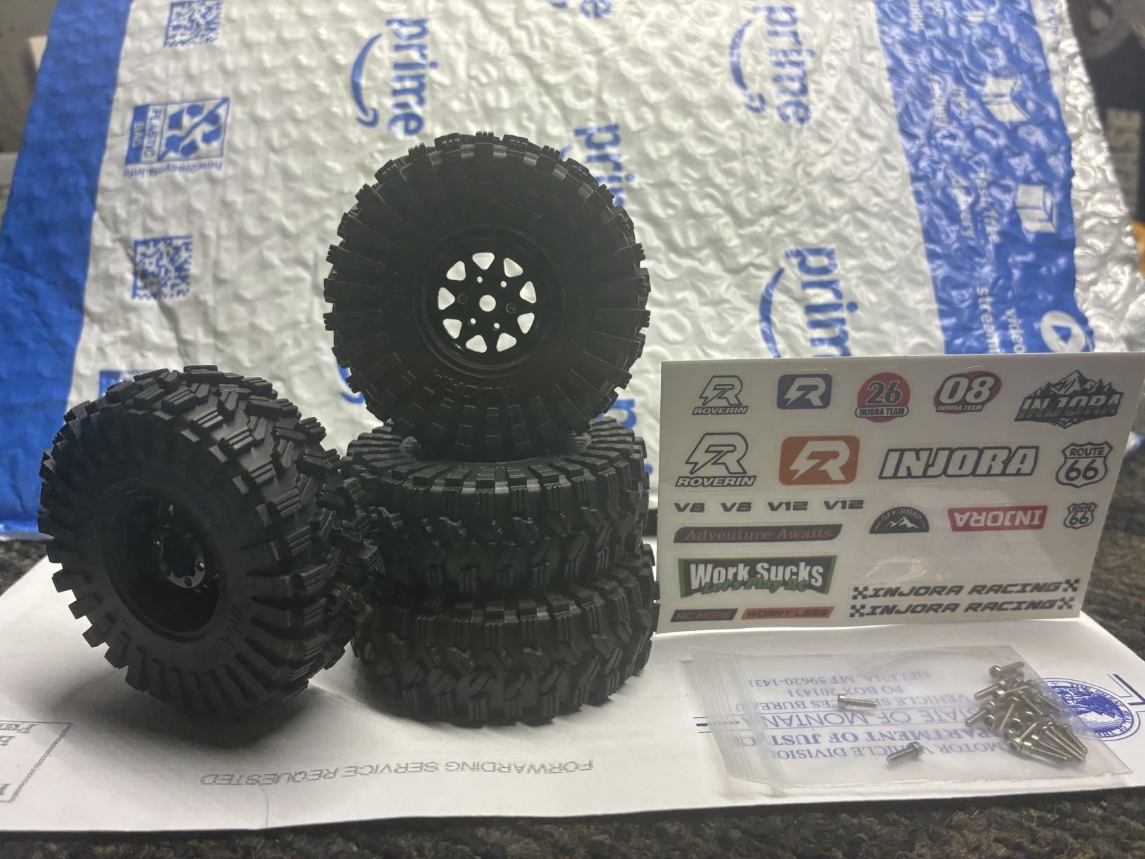 INJORA 1.0 Beadlock Wheel Tires Set -3.78mm Offset for 1/18 1/24 RC, White customer photo 1
