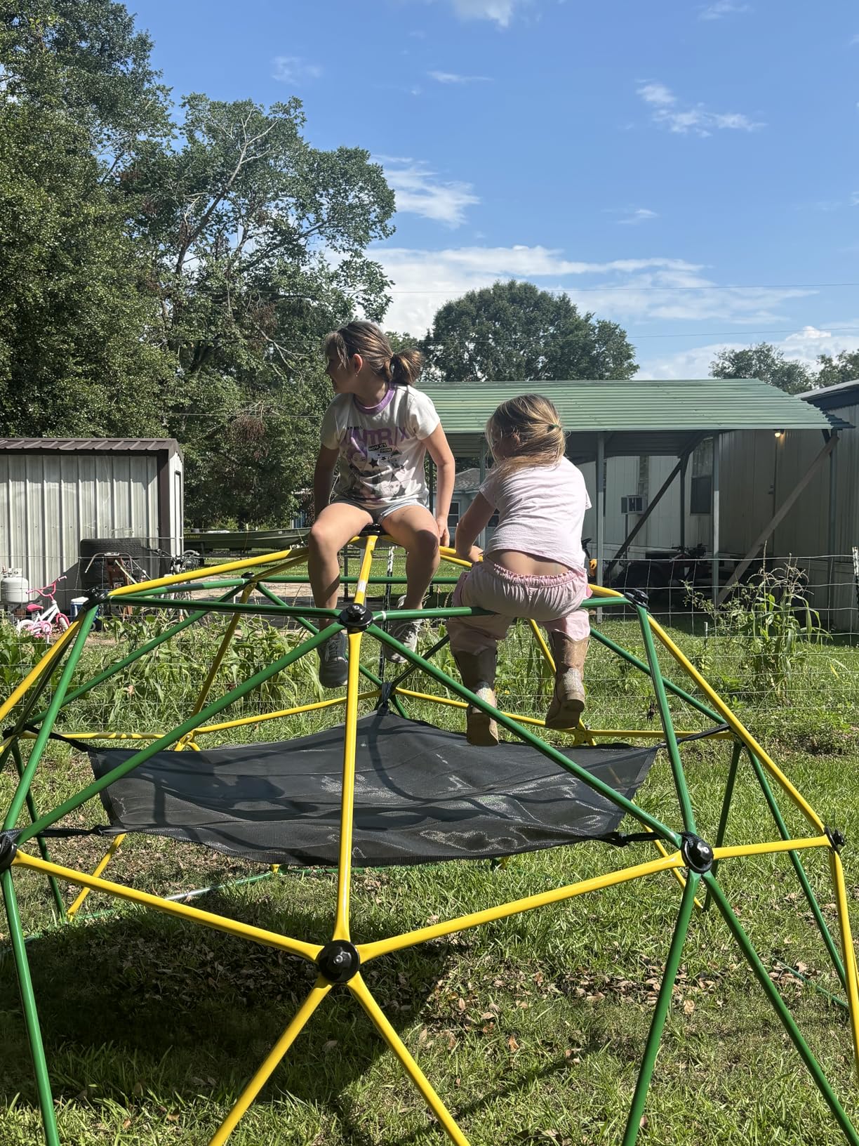 GIKPAL Climbing Dome, 10FT Dome Climber with Hammock for Kids 3 to 10 Outdoor Play Equipment, Supports up to 1000lbs Jungle Gym, Anti-Rust, Easy Assembly, Yellow+Green customer photo 2