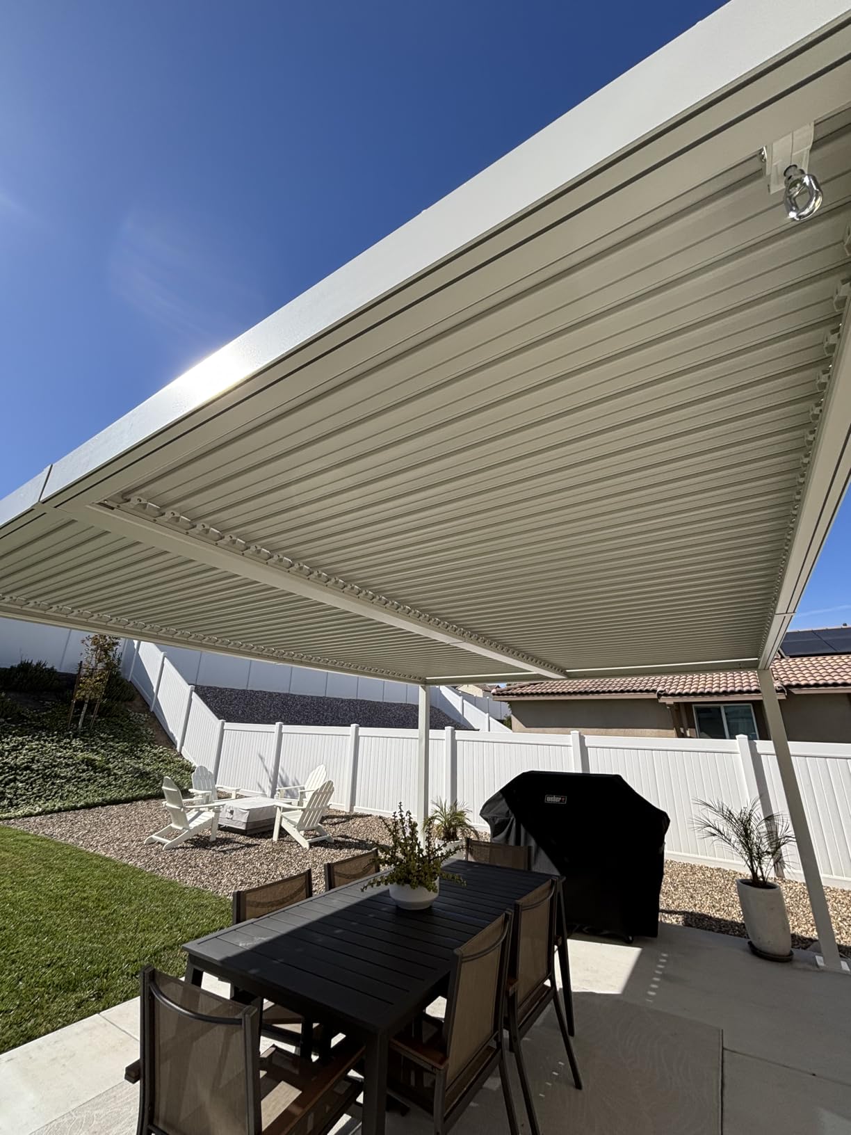 Kozyard Outdoor Louvered Pergola 12' x 14' Sun Shade Weather-Resistant Aluminum Patio Shelter with Drainage System Adjustable Louvered Roof Rain-Resistant for Poolside Patio Garden (White) customer photo 1